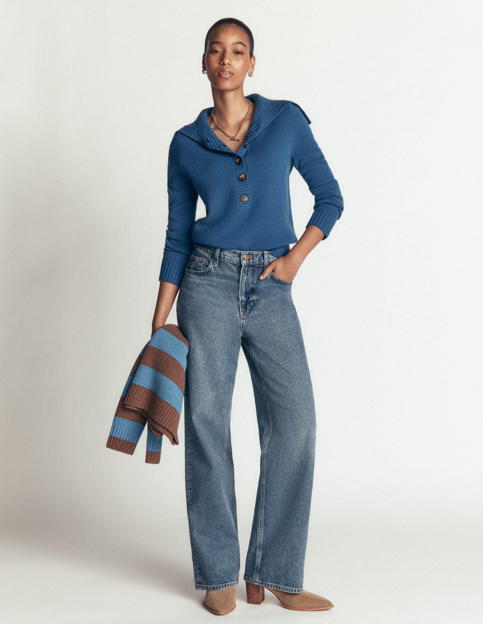 Marta Merino Wool Sailor Top-Delft Blue - Image 5