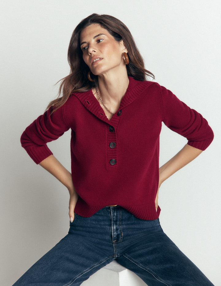 Marta Merino Wool Sailor Top-Pinotage