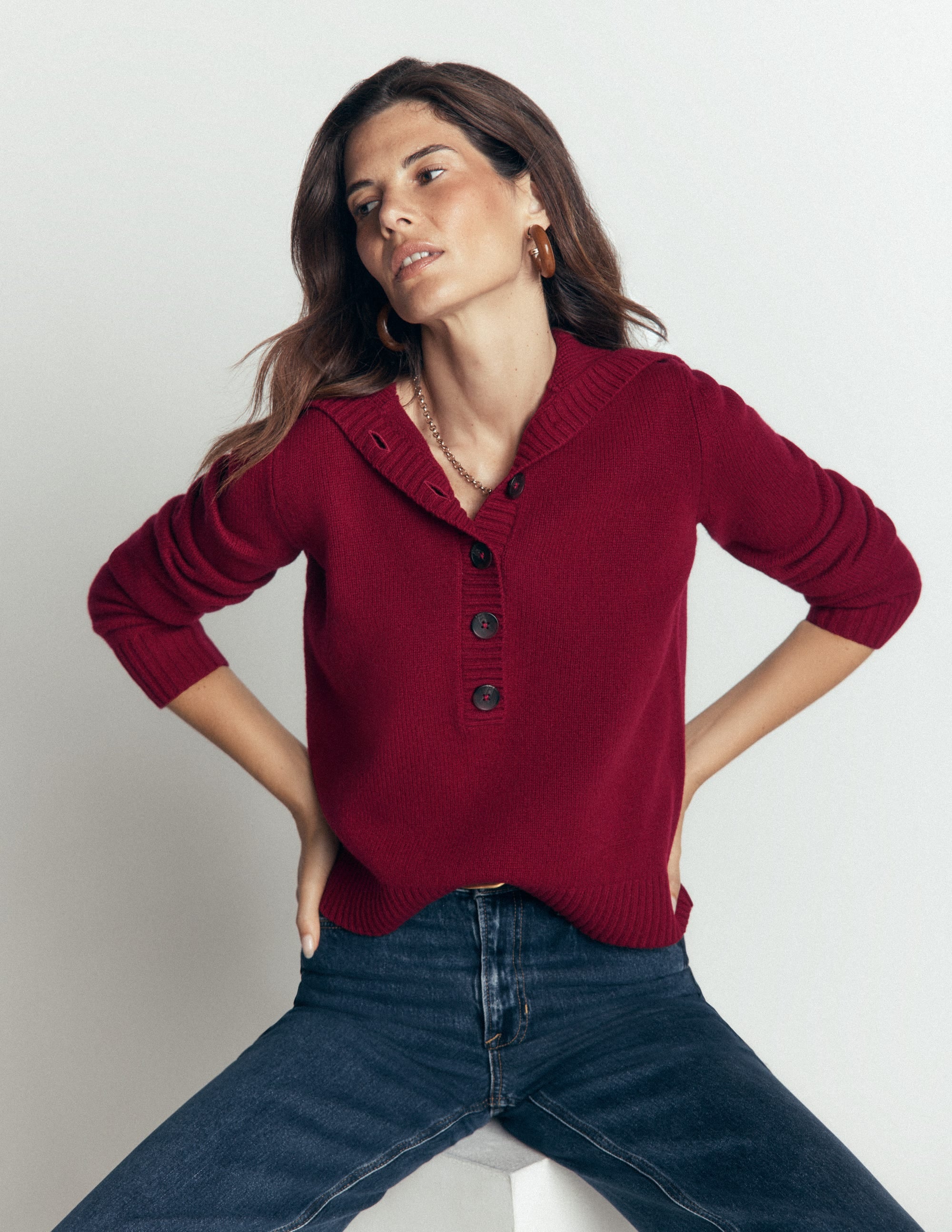 Marta Merino Wool Sailor Top - Pinotage | Boden USA