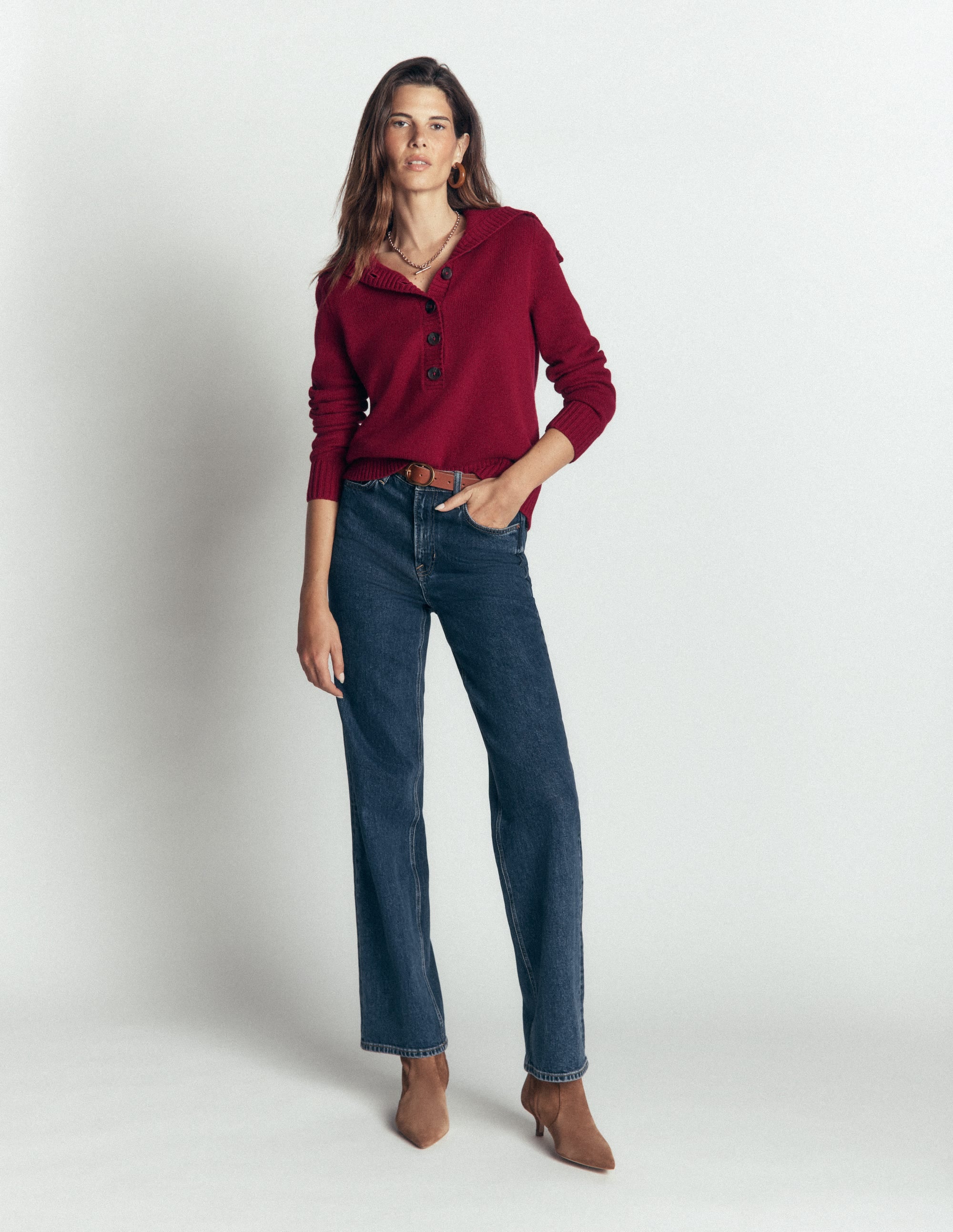 Marta Merino Wool Sailor Top - Pinotage | Boden USA