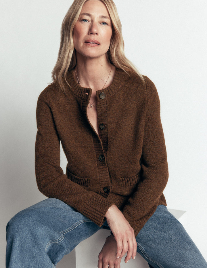 Marta Merino Wool Cardigan-Raw Umber