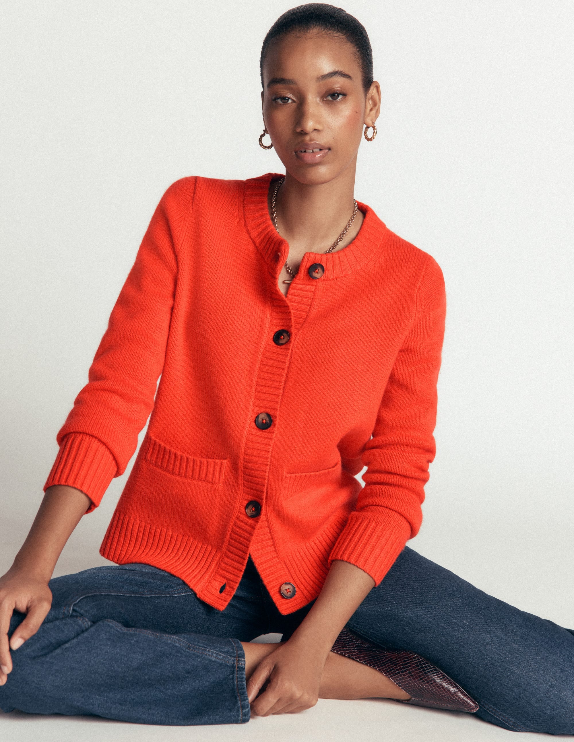 Marta Merino Wool Cardigan-Sunset Orange - Image 1