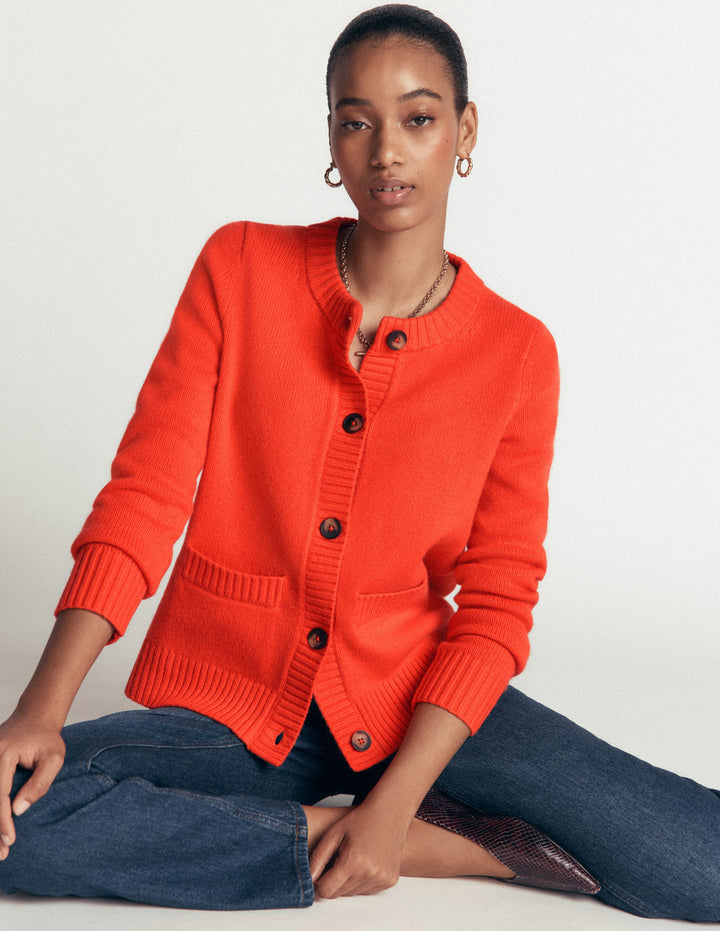 Marta Merino Wool Cardigan-Sunset Orange