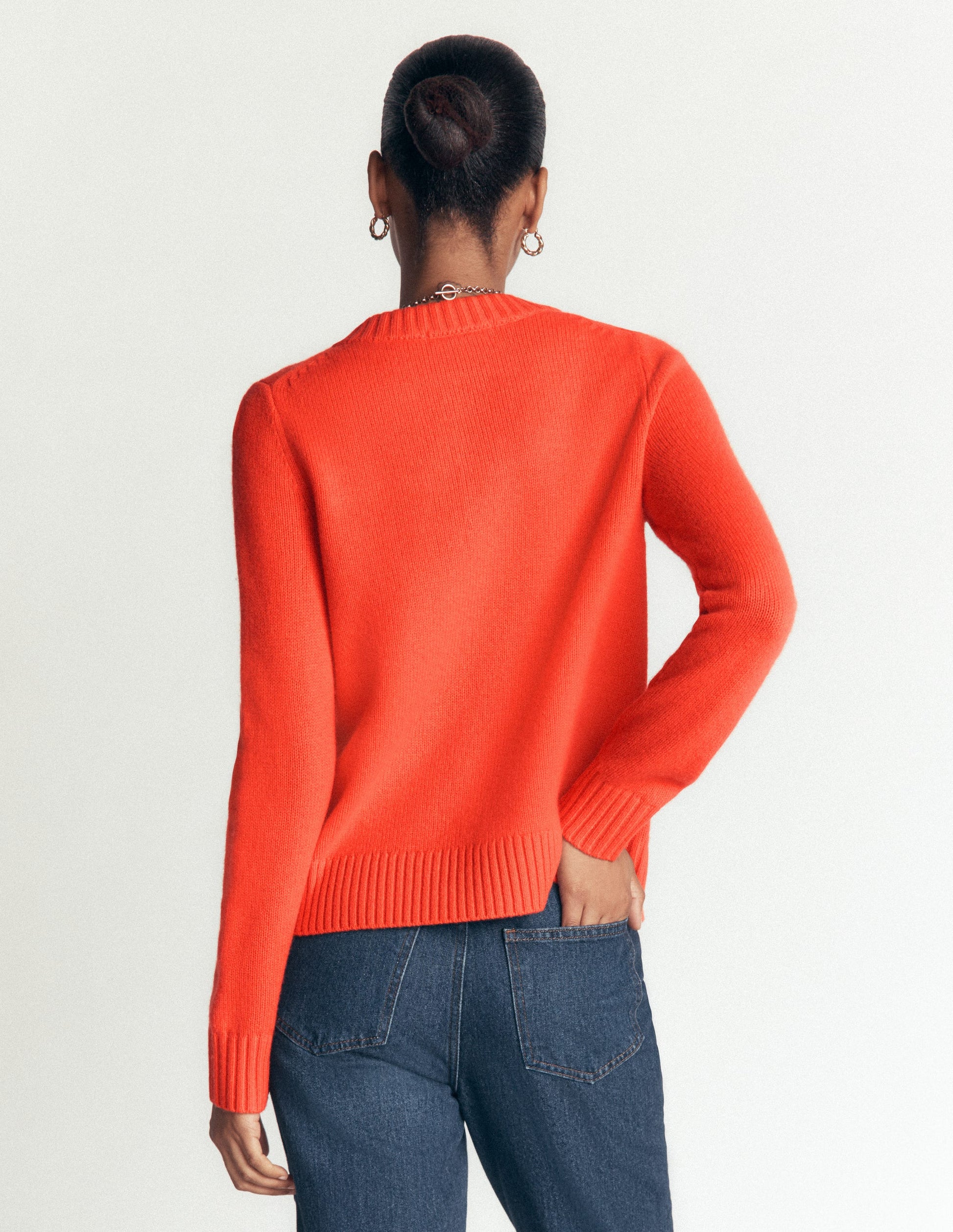 Marta Merino Wool Cardigan-Sunset Orange-3