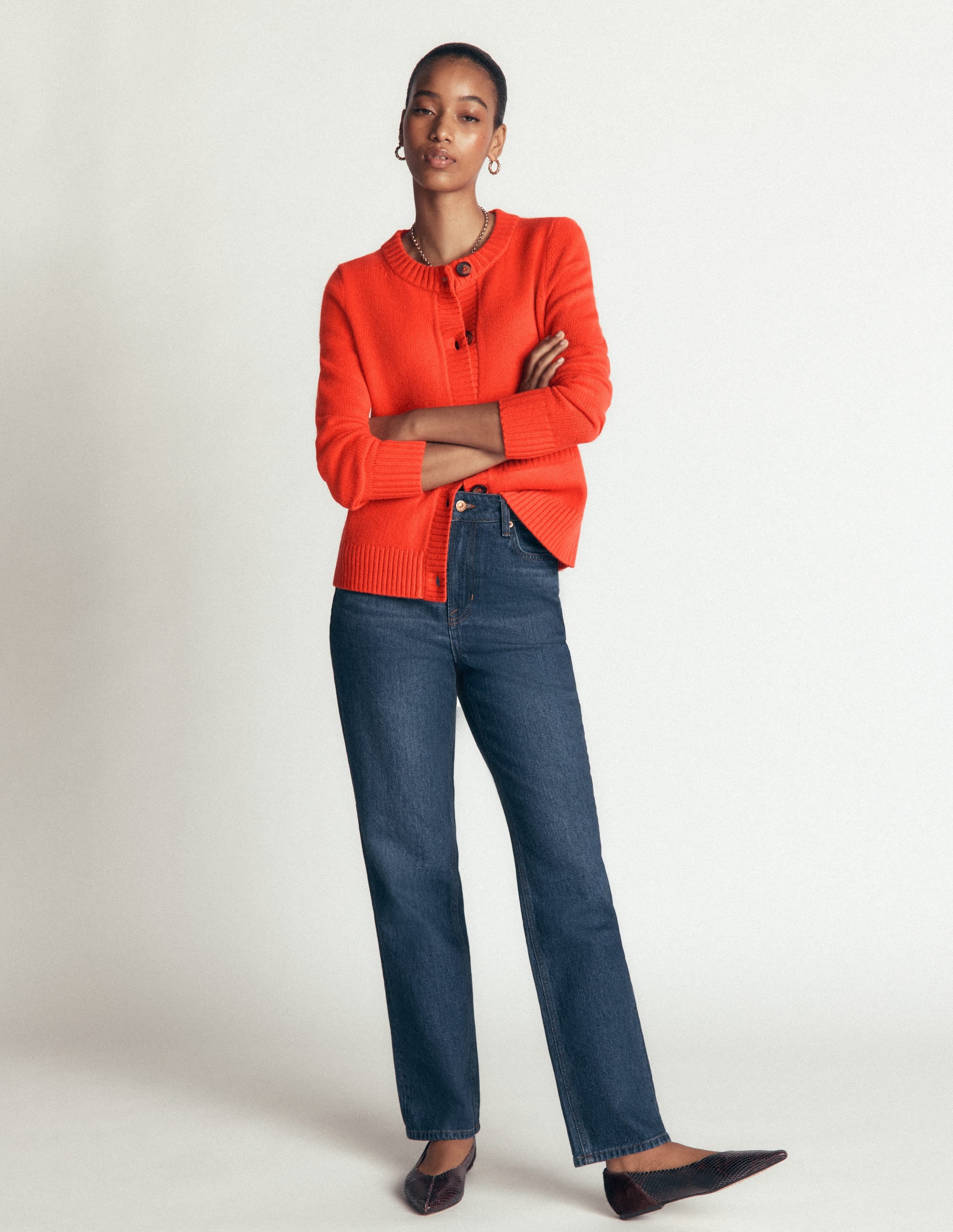 Marta Merino Wool Cardigan - Sunset Orange | Boden USA