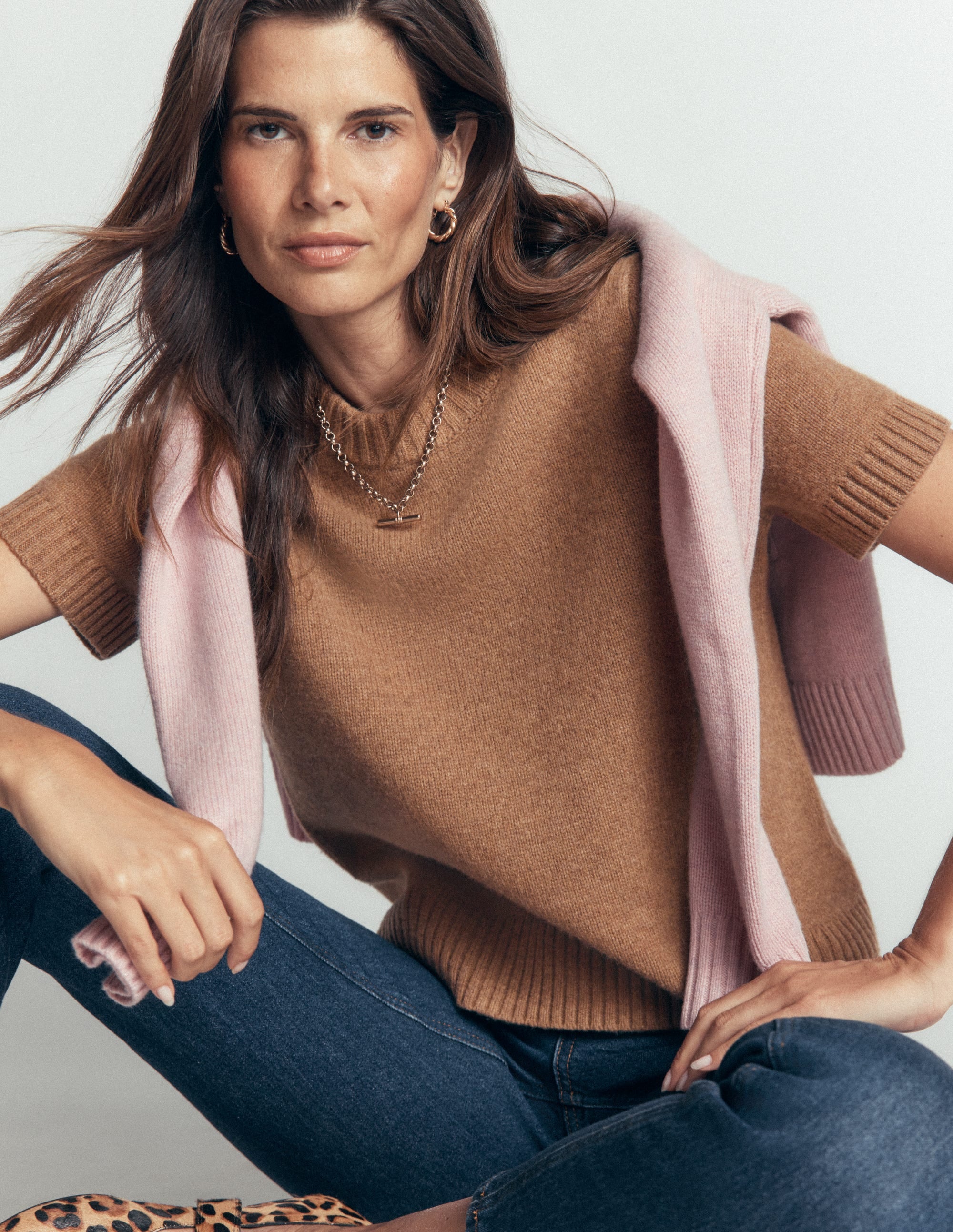 Marta Merino Wool T-shirt-Cappuccino - Image 1