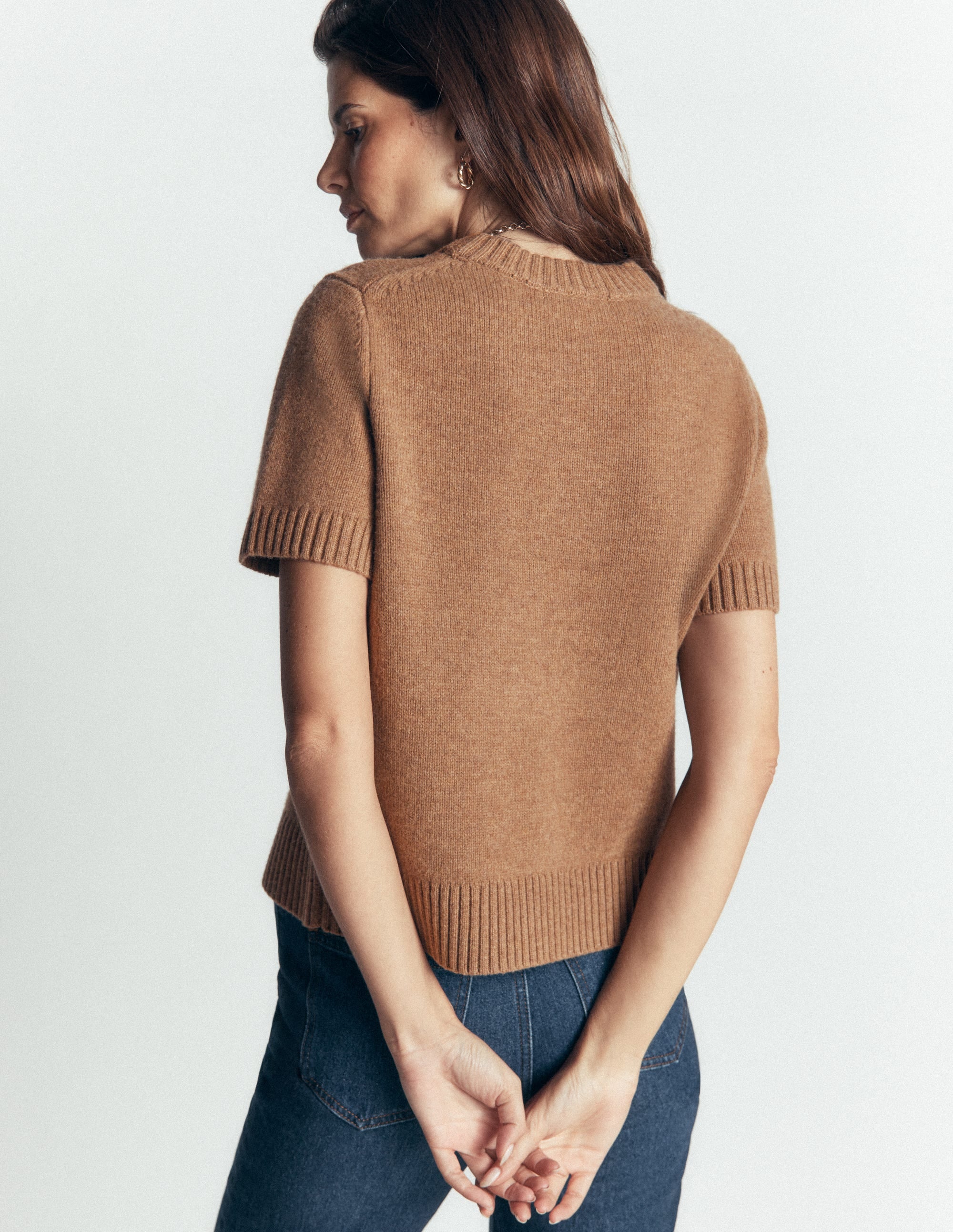Marta Merino Wool T-shirt-Cappuccino - Image 3