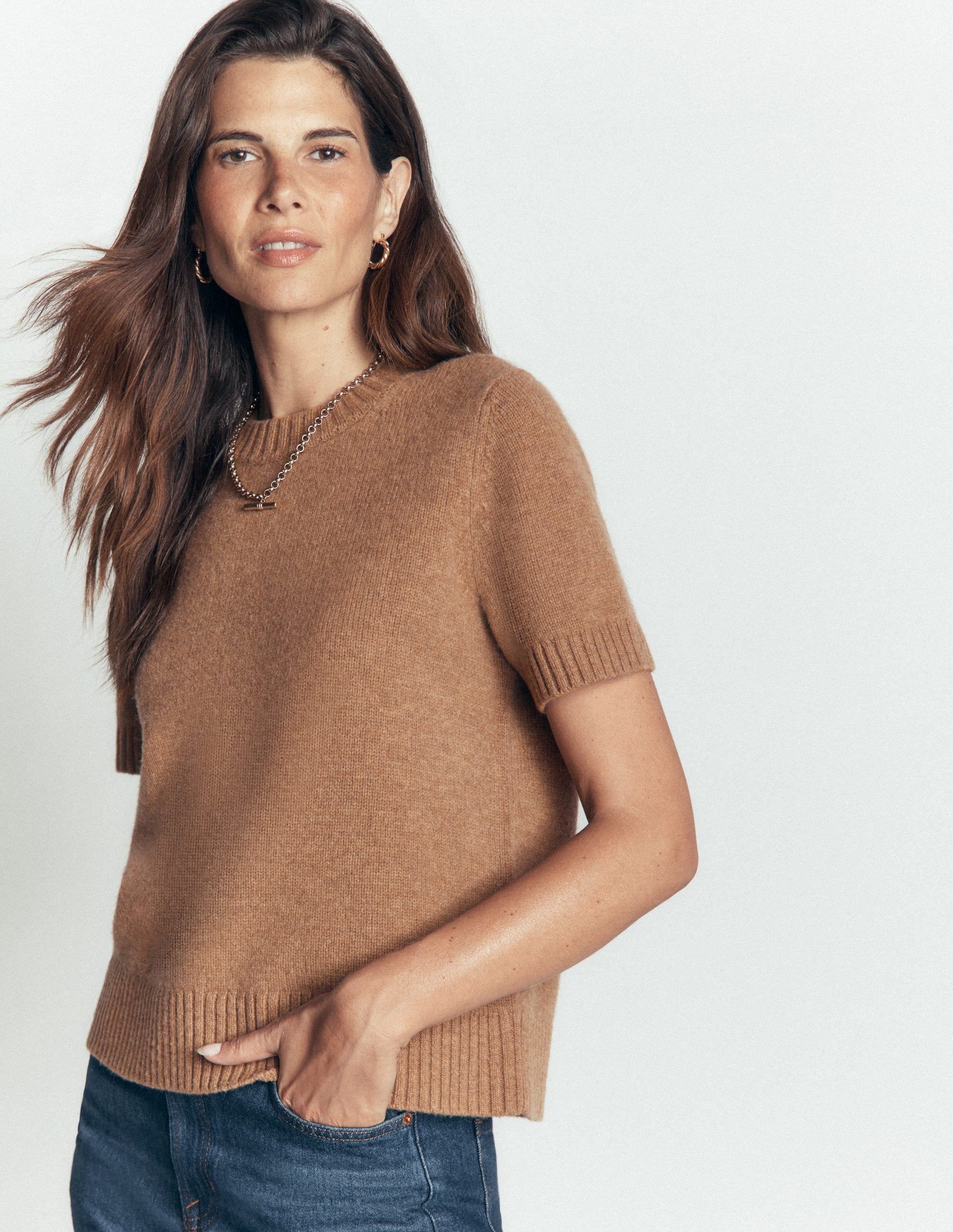Marta Merino Wool T-shirt-Cappuccino - Image 4