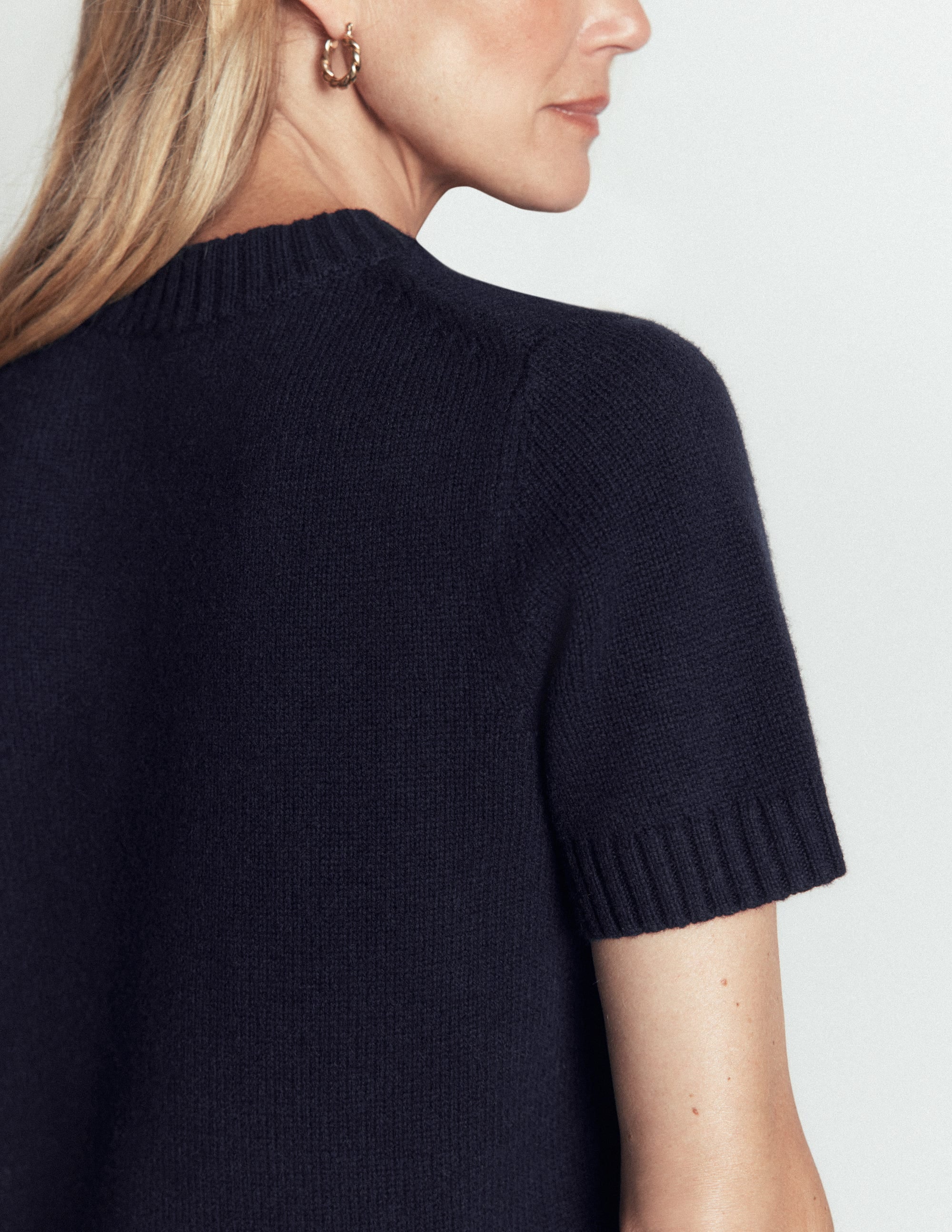 Marta Merino Wool T-shirt-Navy - Image 2
