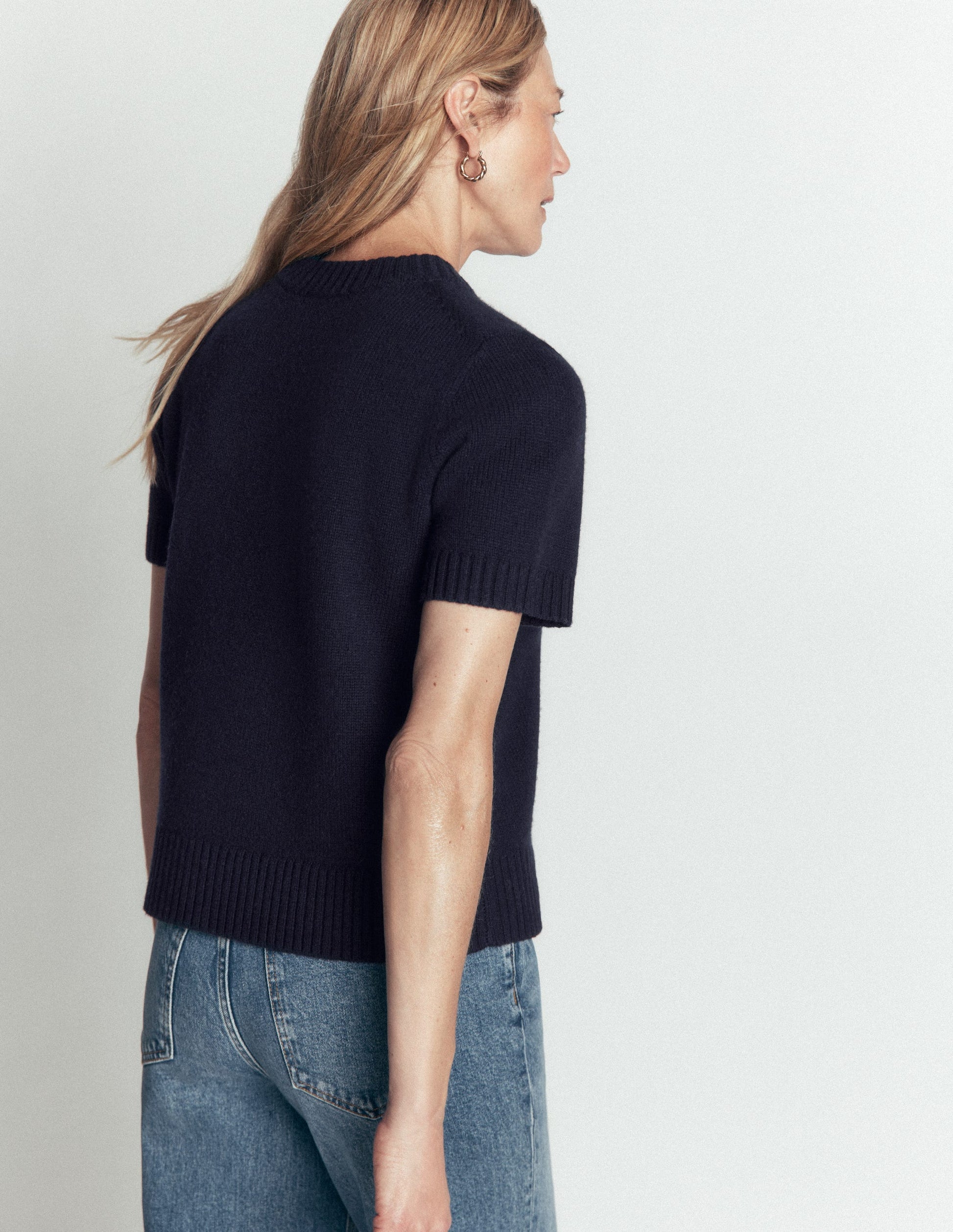 Marta Merino Wool T-shirt-Navy-3