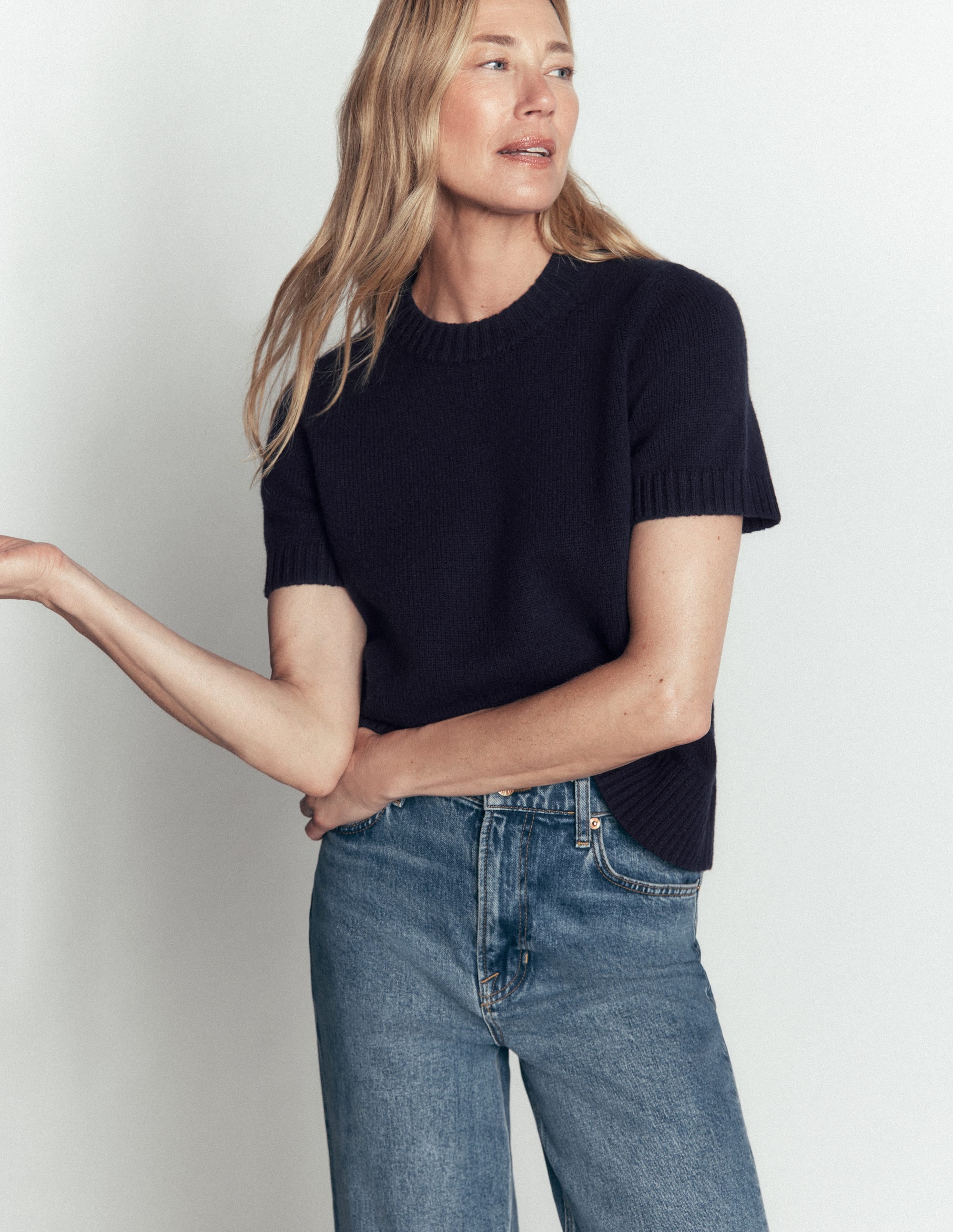 Marta Merino Wool T-shirt-Navy - Image 4
