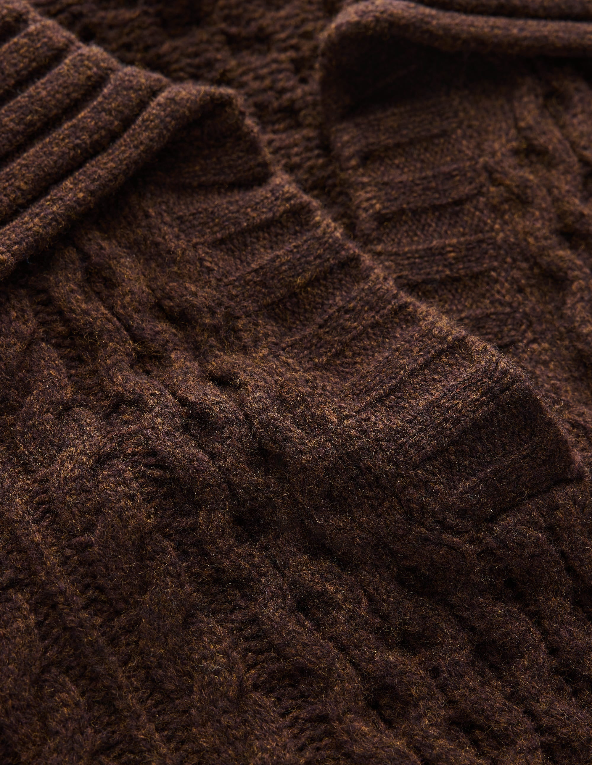 Collared Cable Knit Sweater-Raw Umber - Image 9