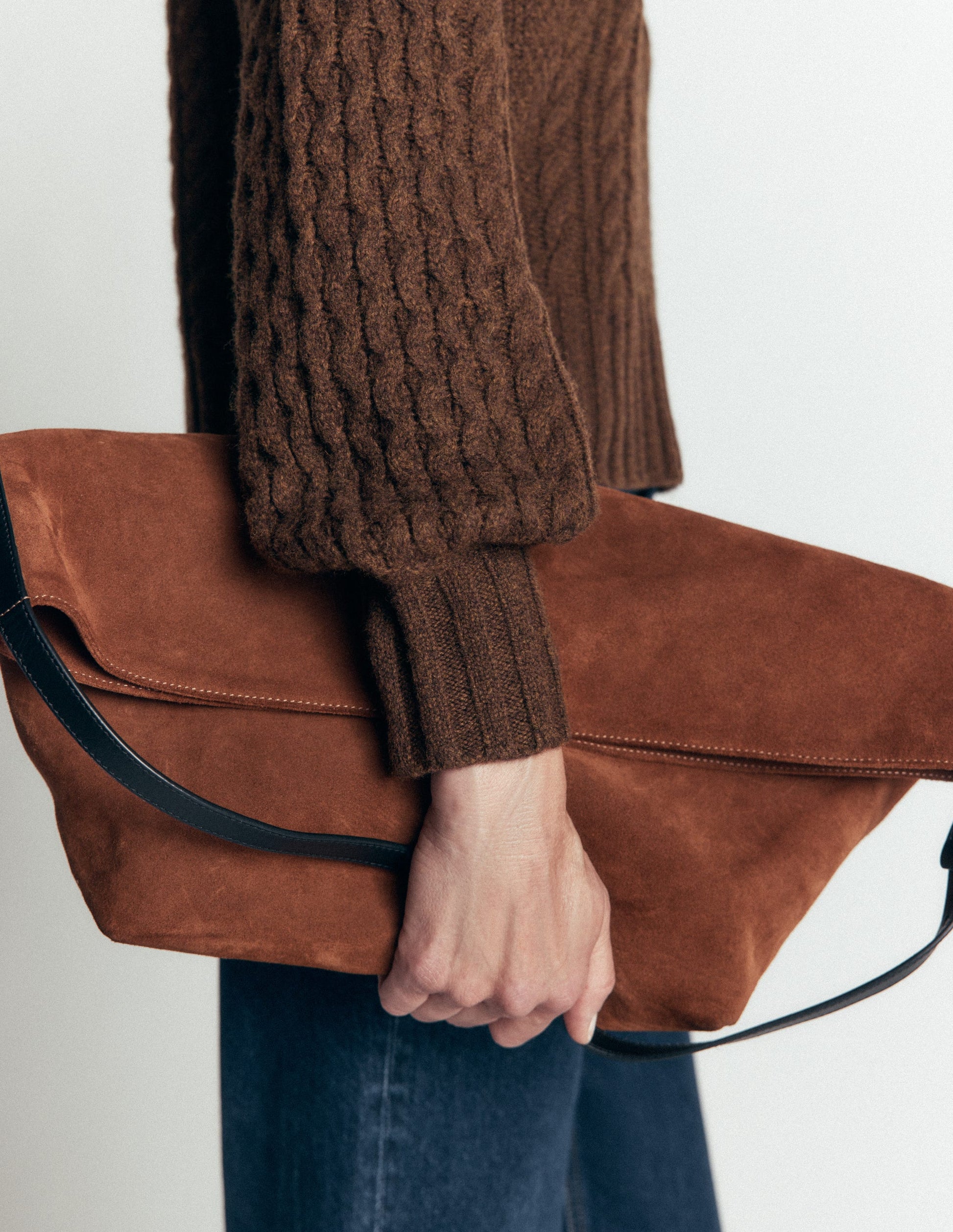 Collared Cable Knit Sweater-Raw Umber-7