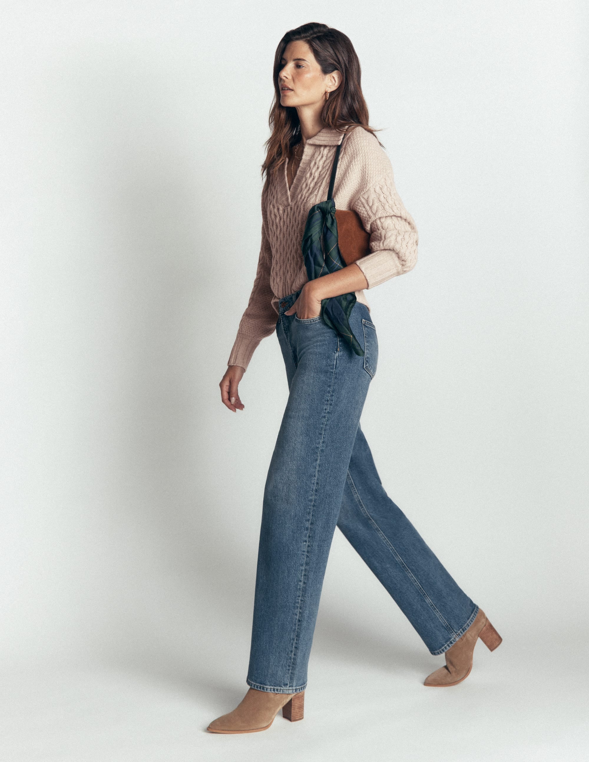 Collared Cable Knit Sweater-Oatmeal - Image 6