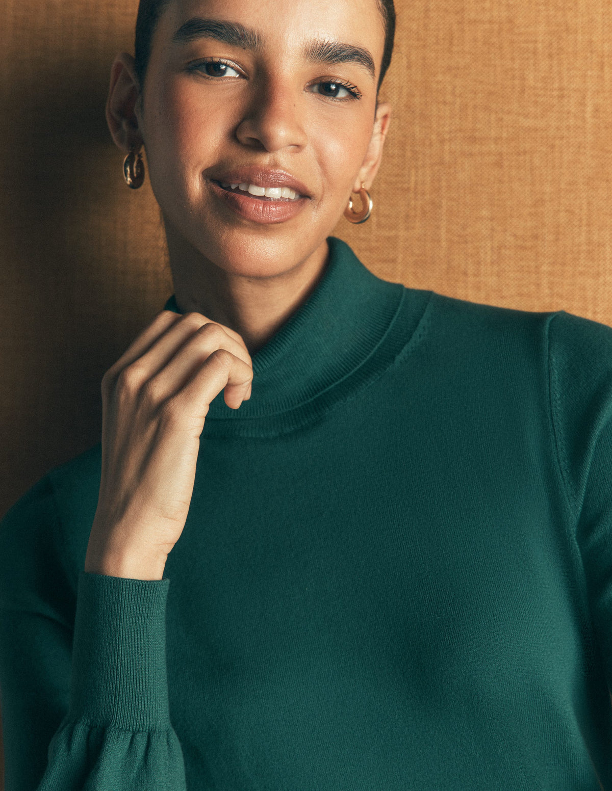Camilla Roll Neck Sweater-Midnight Teal - Image 2