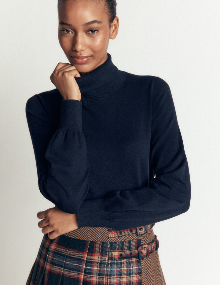 Camilla Roll Neck Sweater-Navy