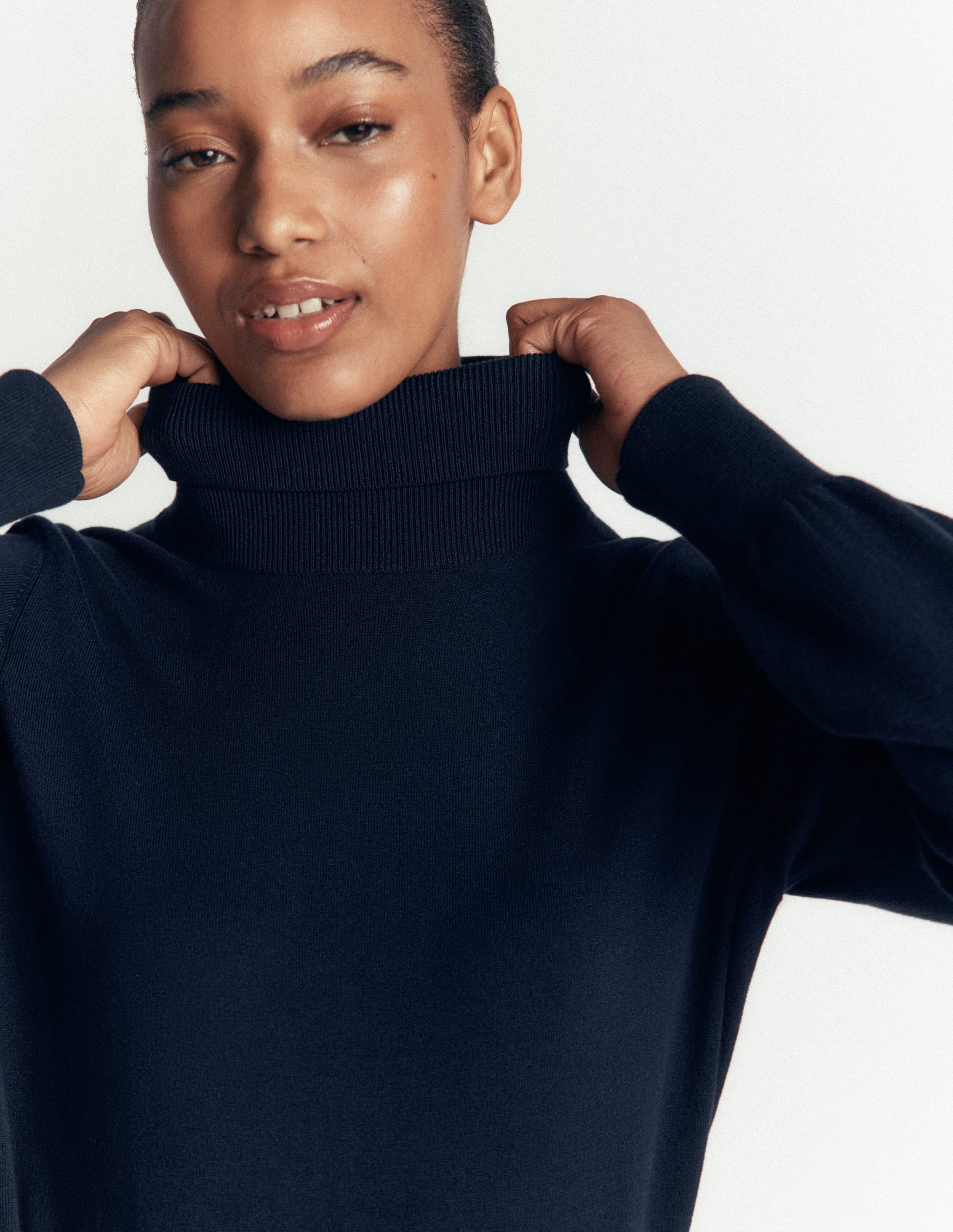 Camilla Roll Neck Sweater-Navy - Image 2