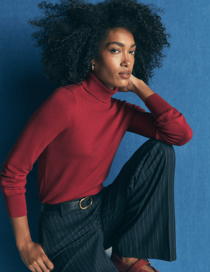 Camilla Roll Neck Sweater-Red Earth