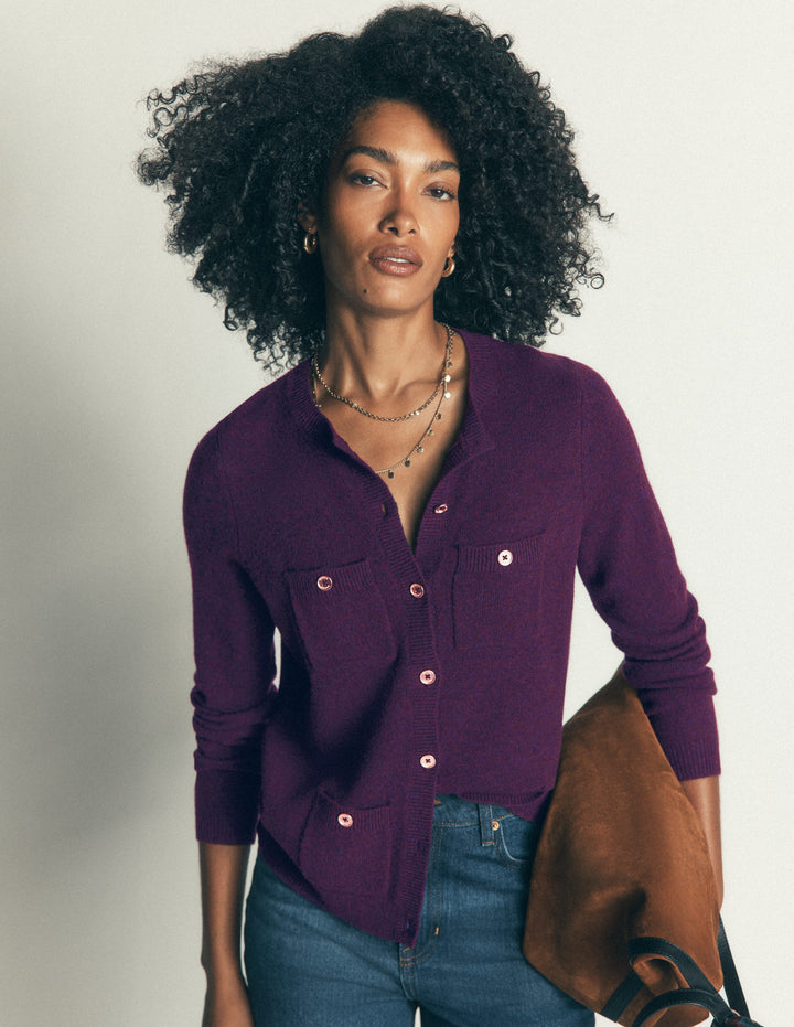 Marianne Merino Wool Cardigan-Dark Cherry