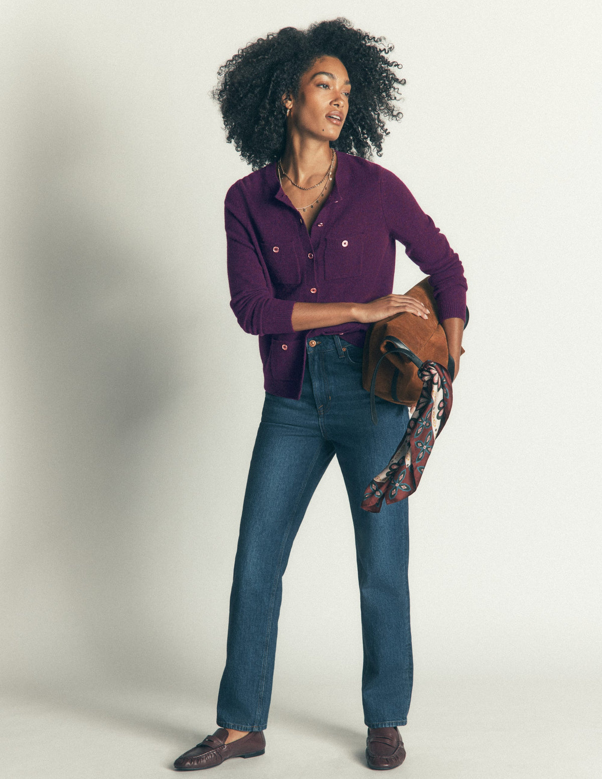 Marianne Merino Wool Cardigan-Dark Cherry - Image 5