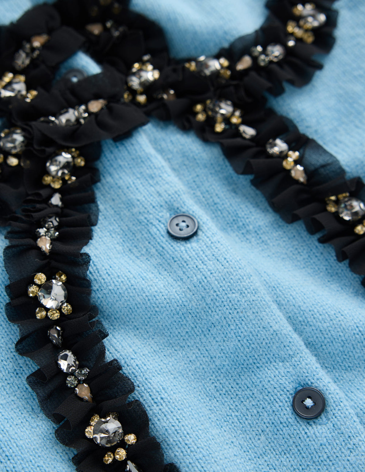 Ria Embellished Knit Cardigan-Blue, Bow - Image 7