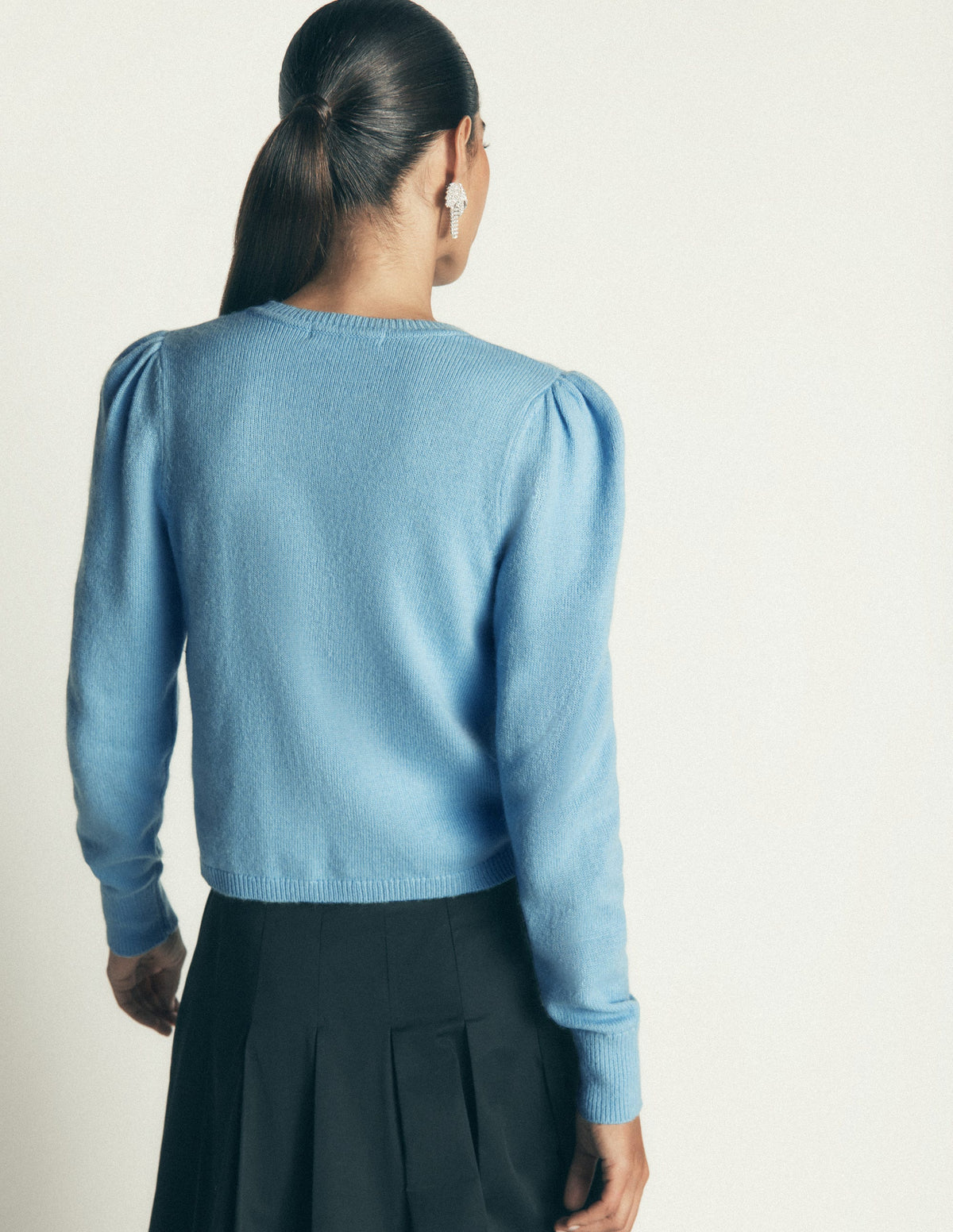 Ria Embellished Knit Cardigan-Blue, Bow - Image 4