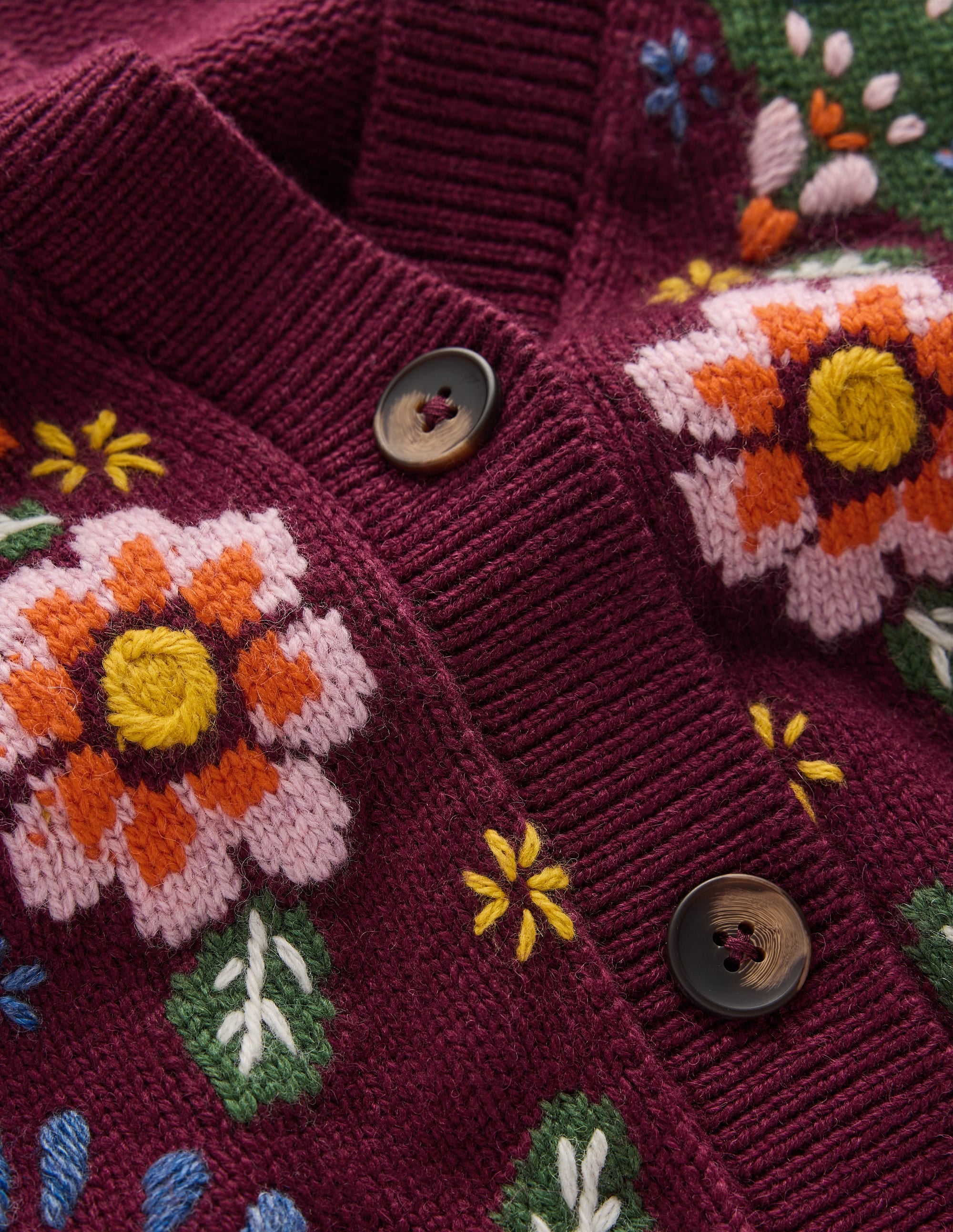 Ella Embroidered Knit Cardigan - Dark Cherry, Embroidery | Boden USA
