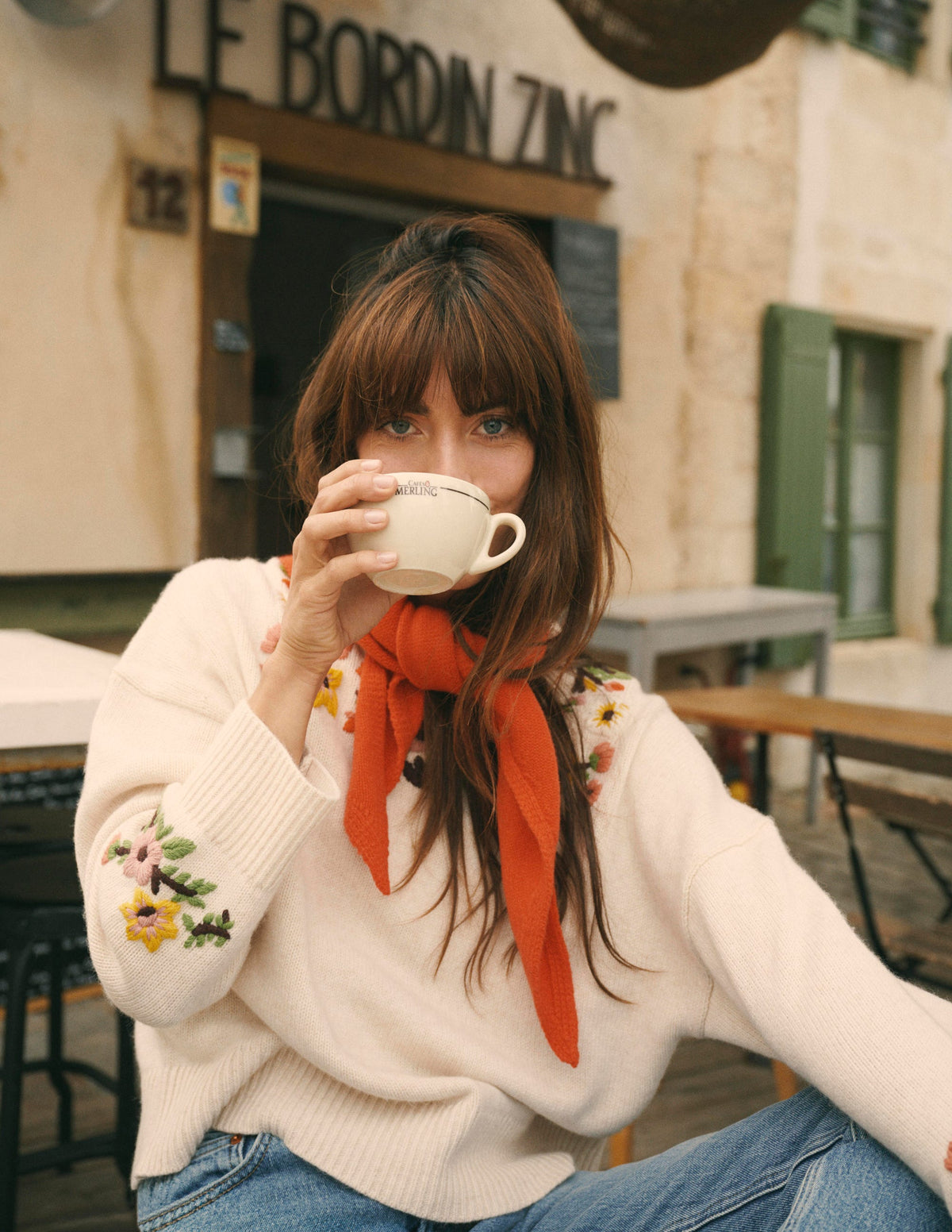 Ella Embroidered Knit Sweater-Ivory Embroidery - Image 1