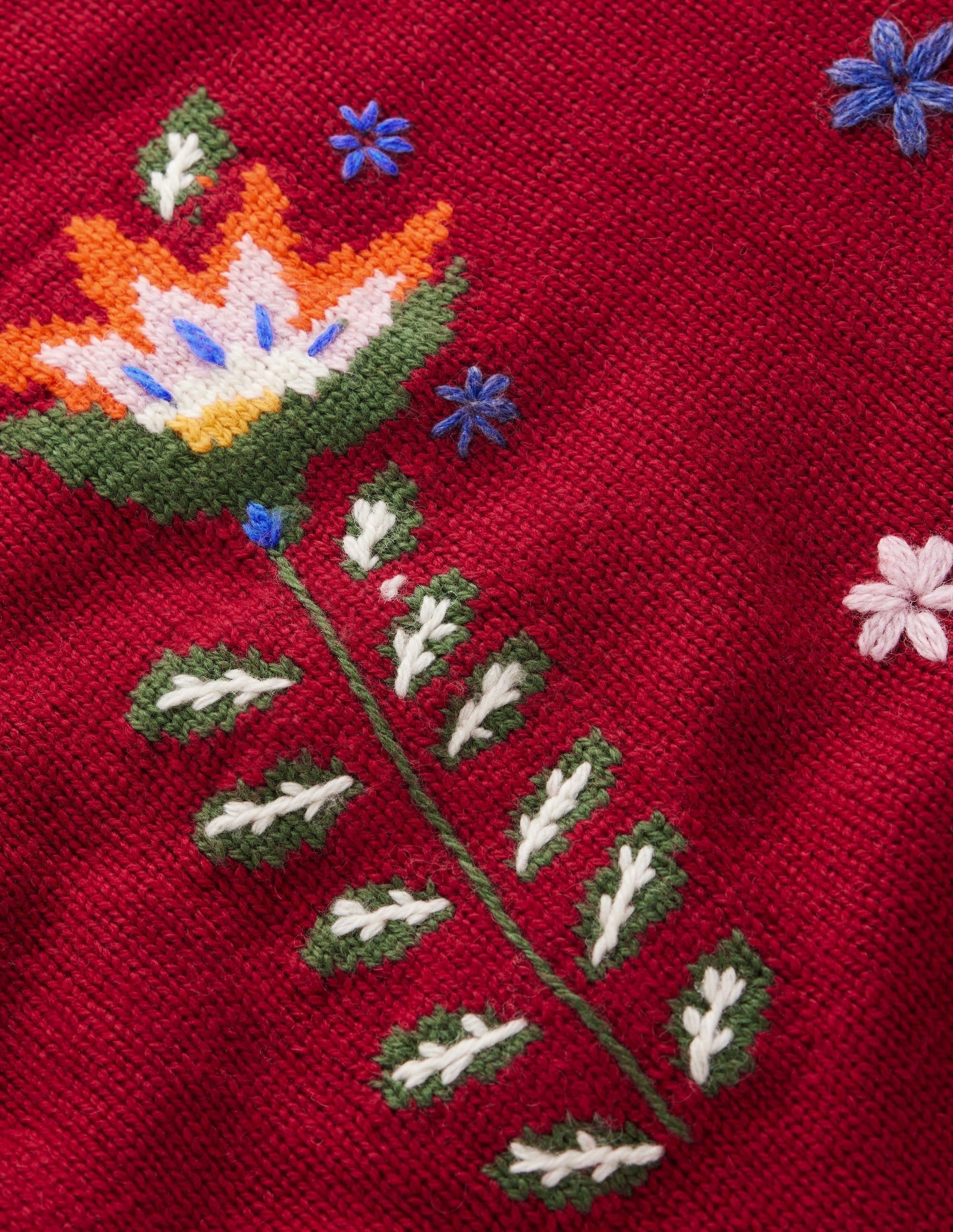 Ella Embroidered Knit Sweater-Crimson Red Embroidery - Image 7