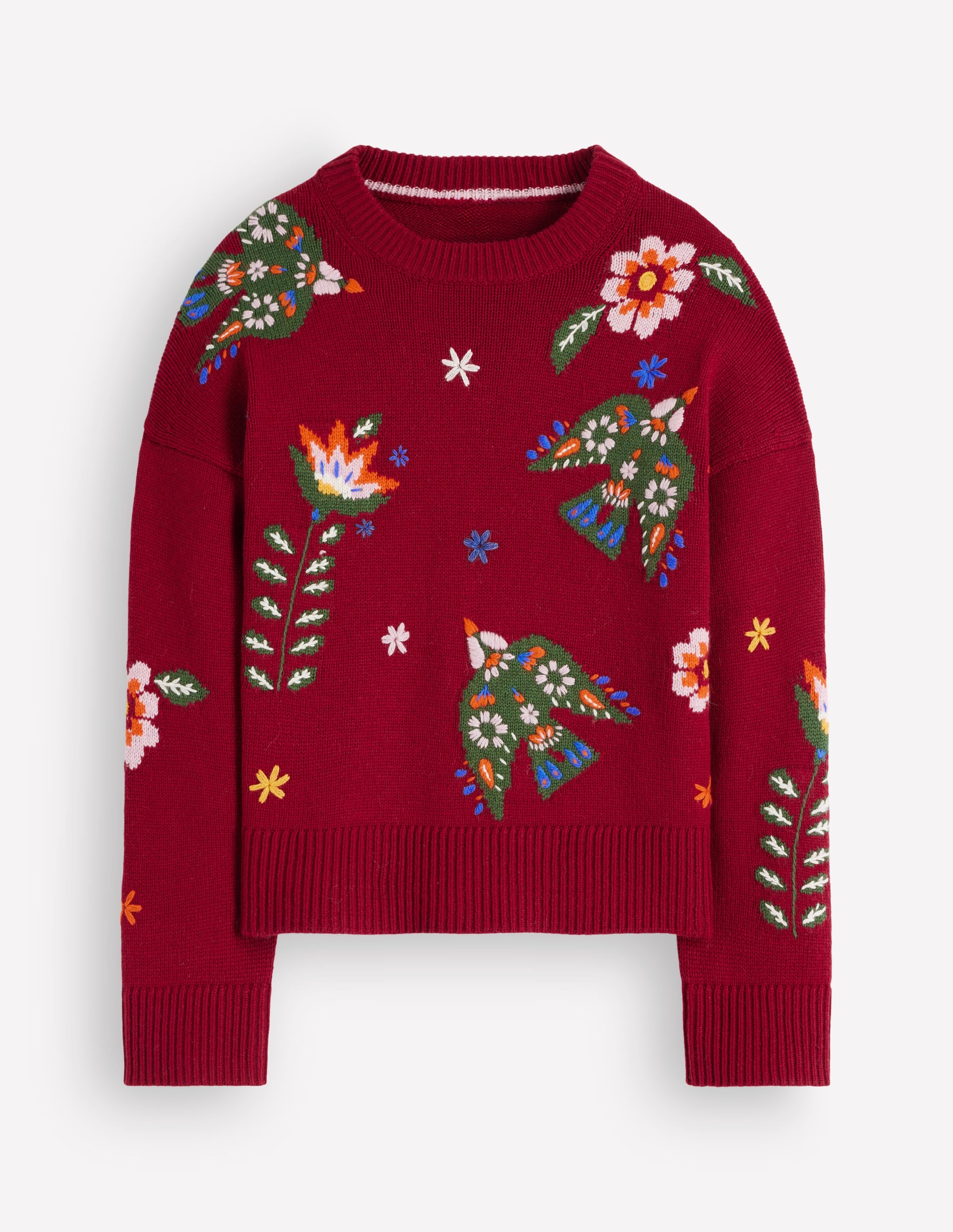 Ella Embroidered Knit Sweater-Crimson Red Embroidery - Image 6