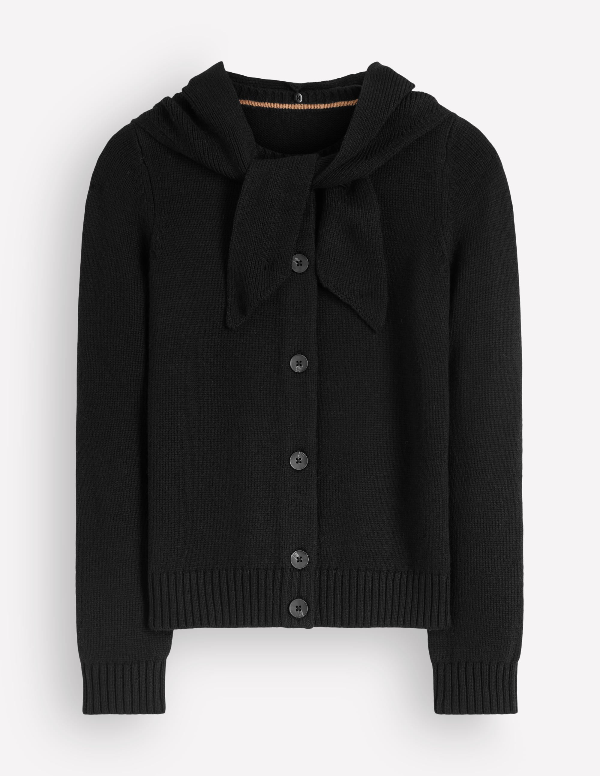 Lydia Tie Neck Knit Cardigan-Black - Image 5