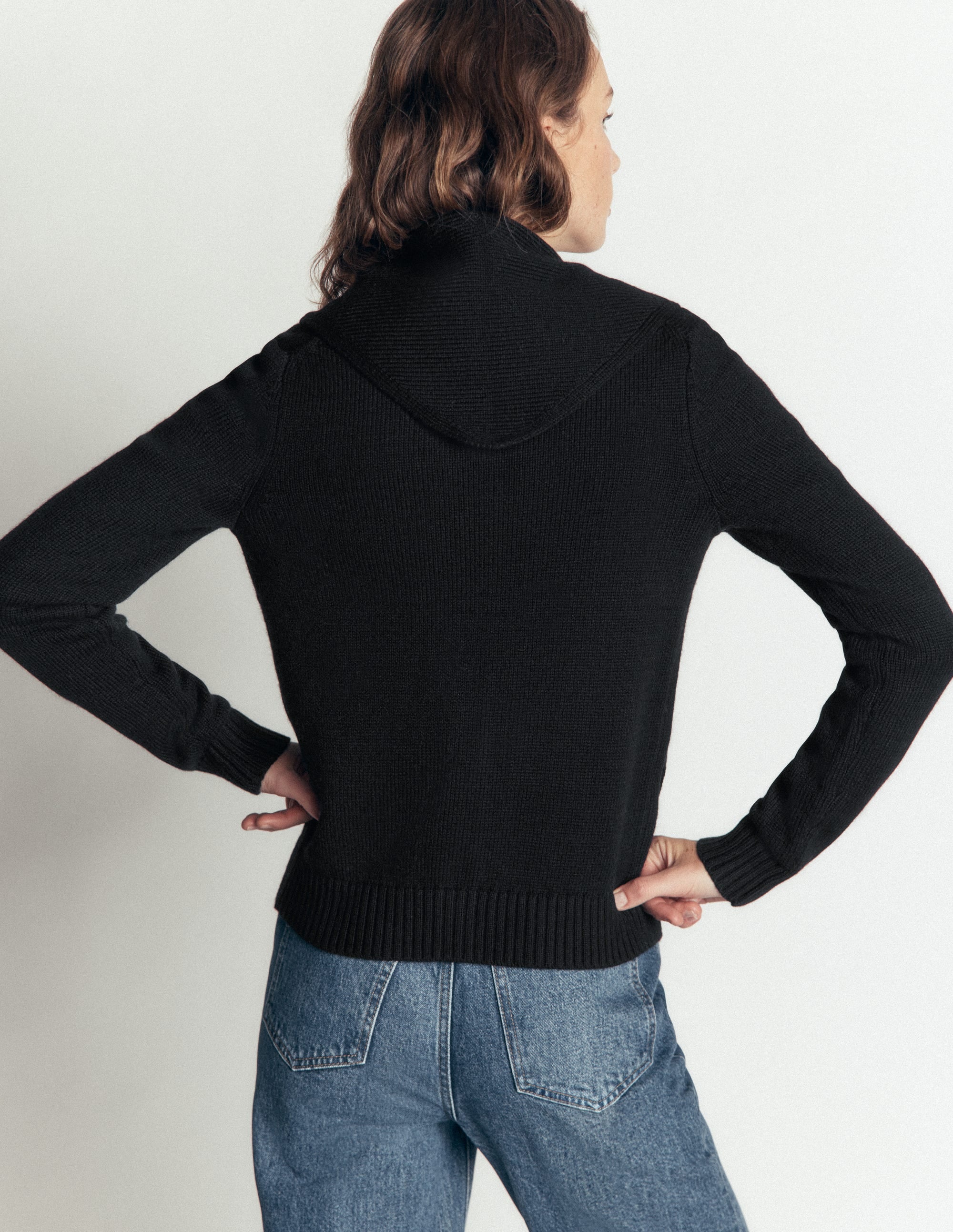 Lydia Tie Neck Knit Cardigan-Black - Image 3