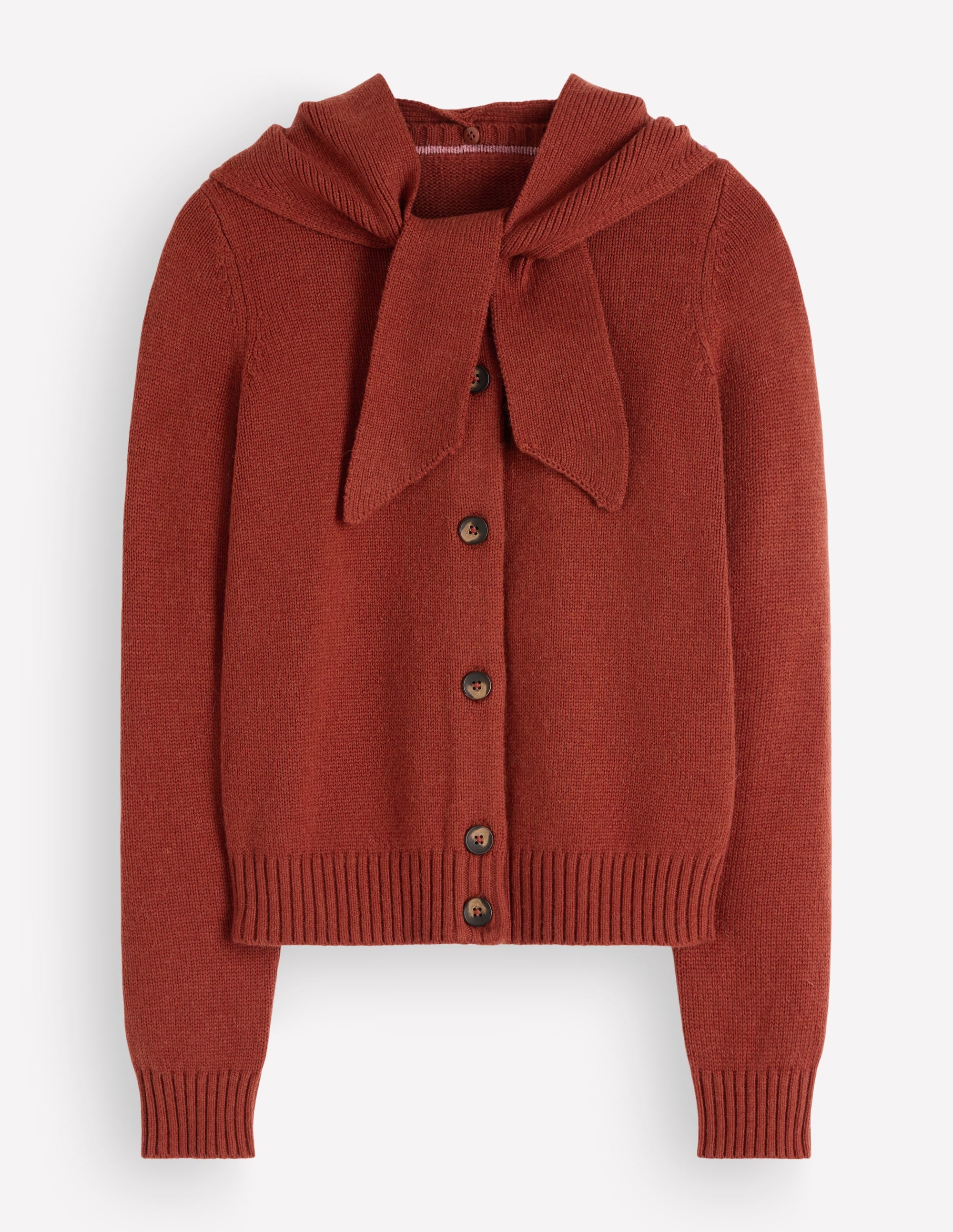 Lydia Tie Neck Knit Cardigan - Burnt Henna | Boden USA