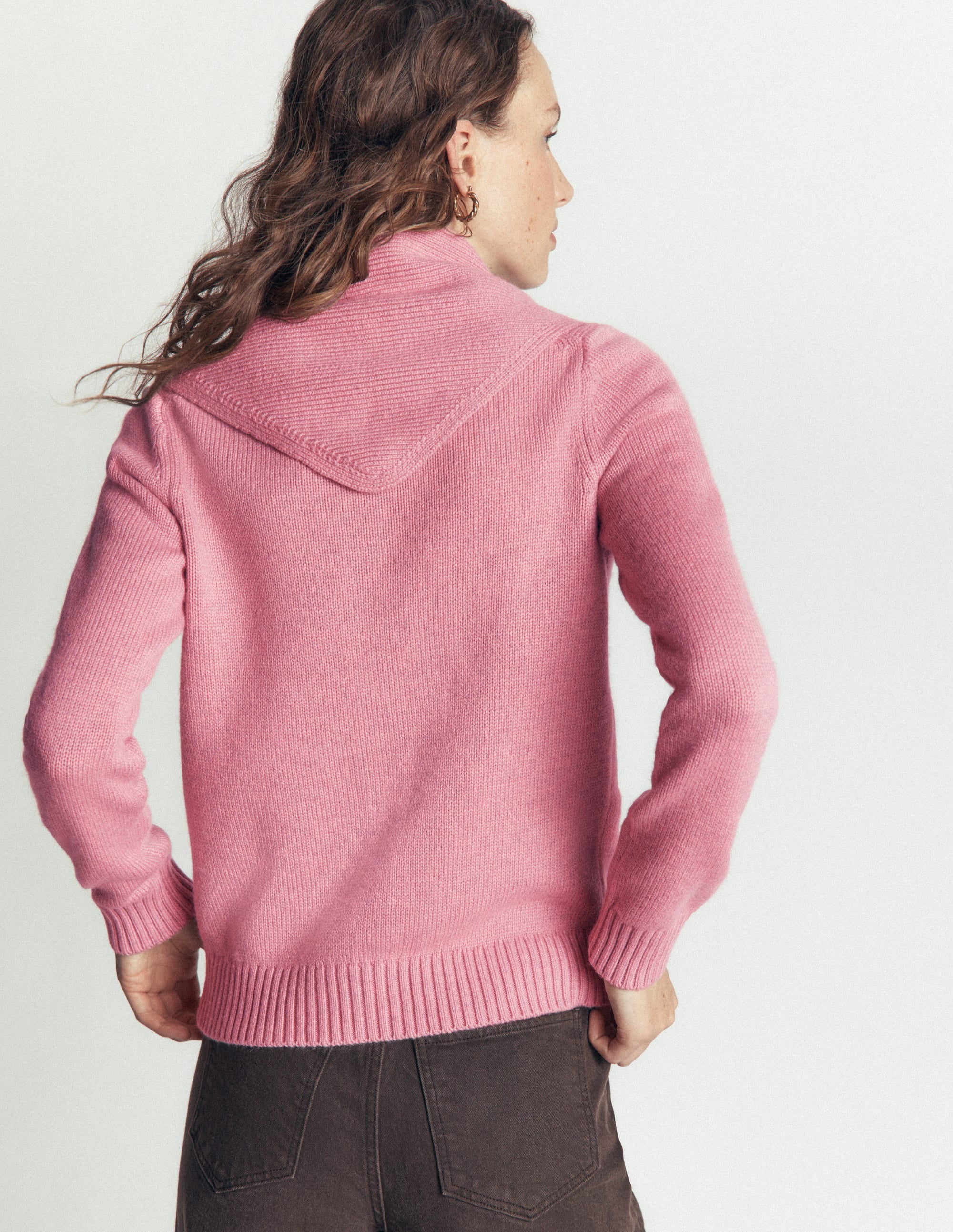 Lydia Tie Neck Knit Cardigan - Heather Rose Melange | Boden USA