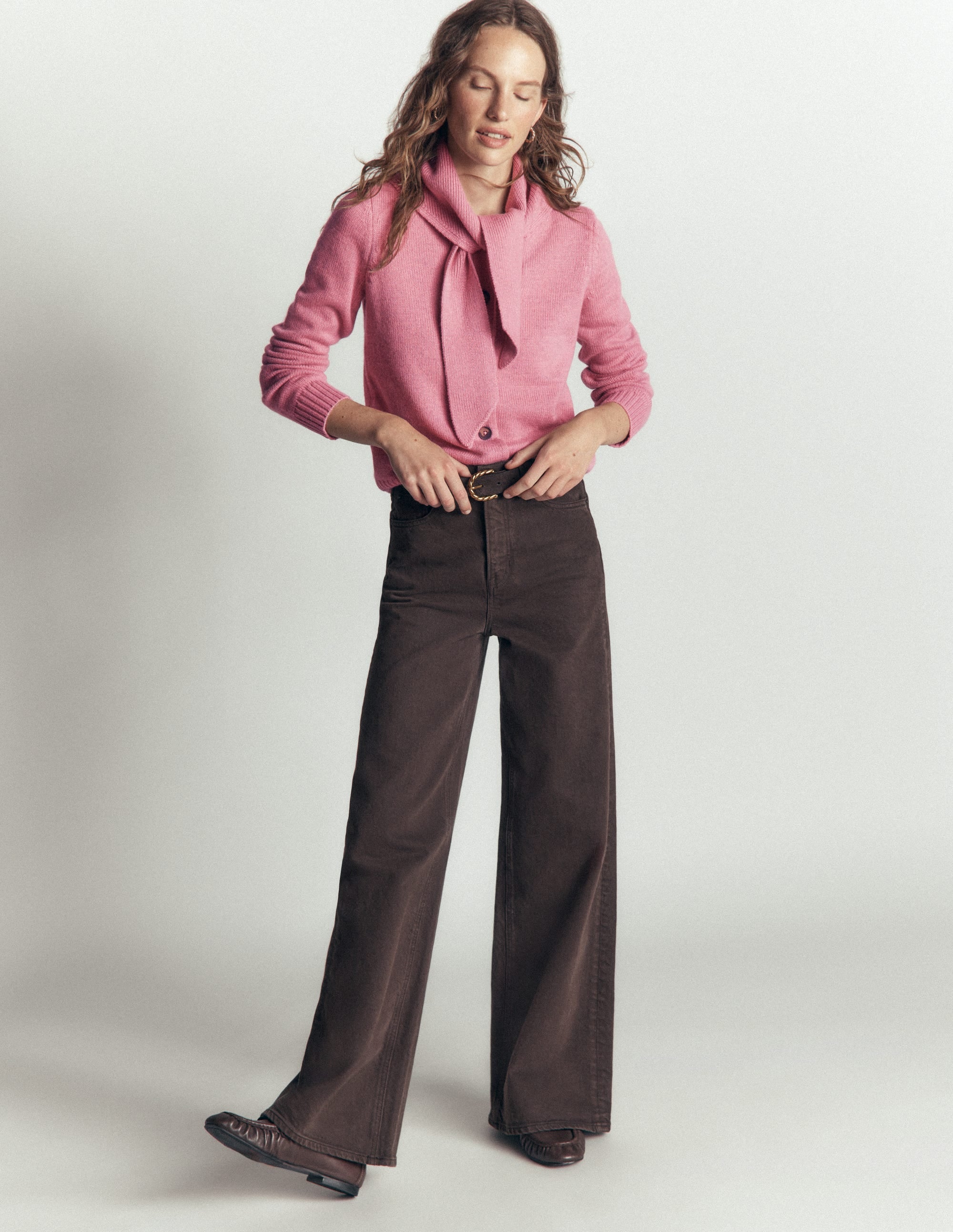 Lydia Tie Neck Knit Cardigan - Heather Rose Melange | Boden USA
