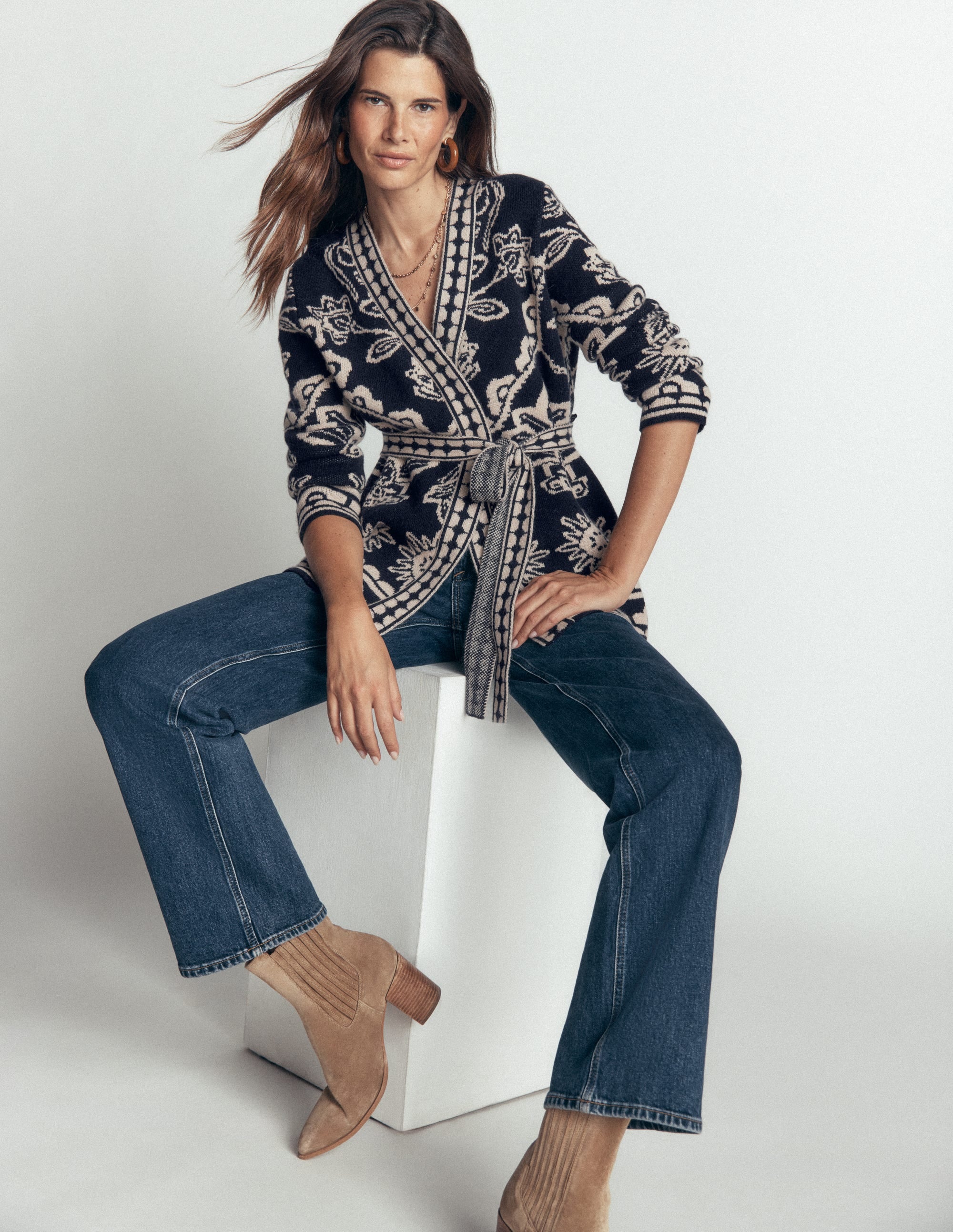 Belted Wrap Knitted Cardigan - Navy | Boden USA