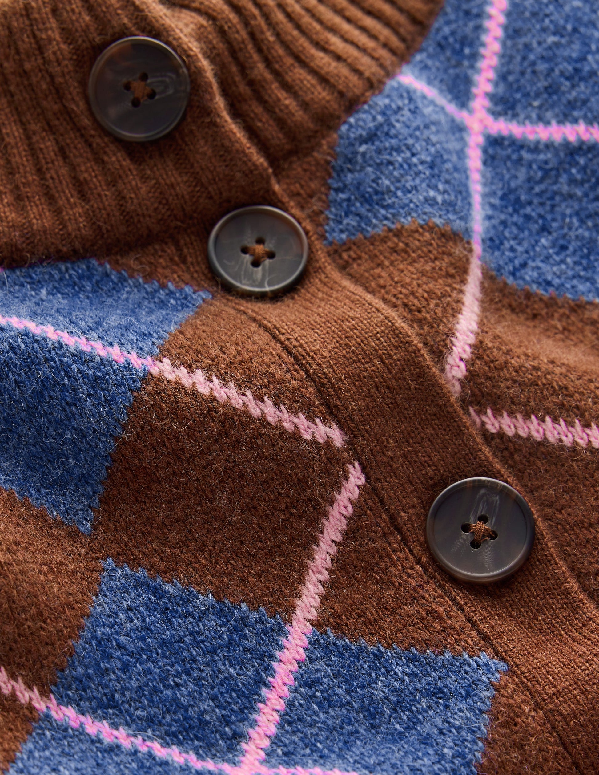 Jemma Jacquard Knit Cardigan-Raw Umber, Argyle-7
