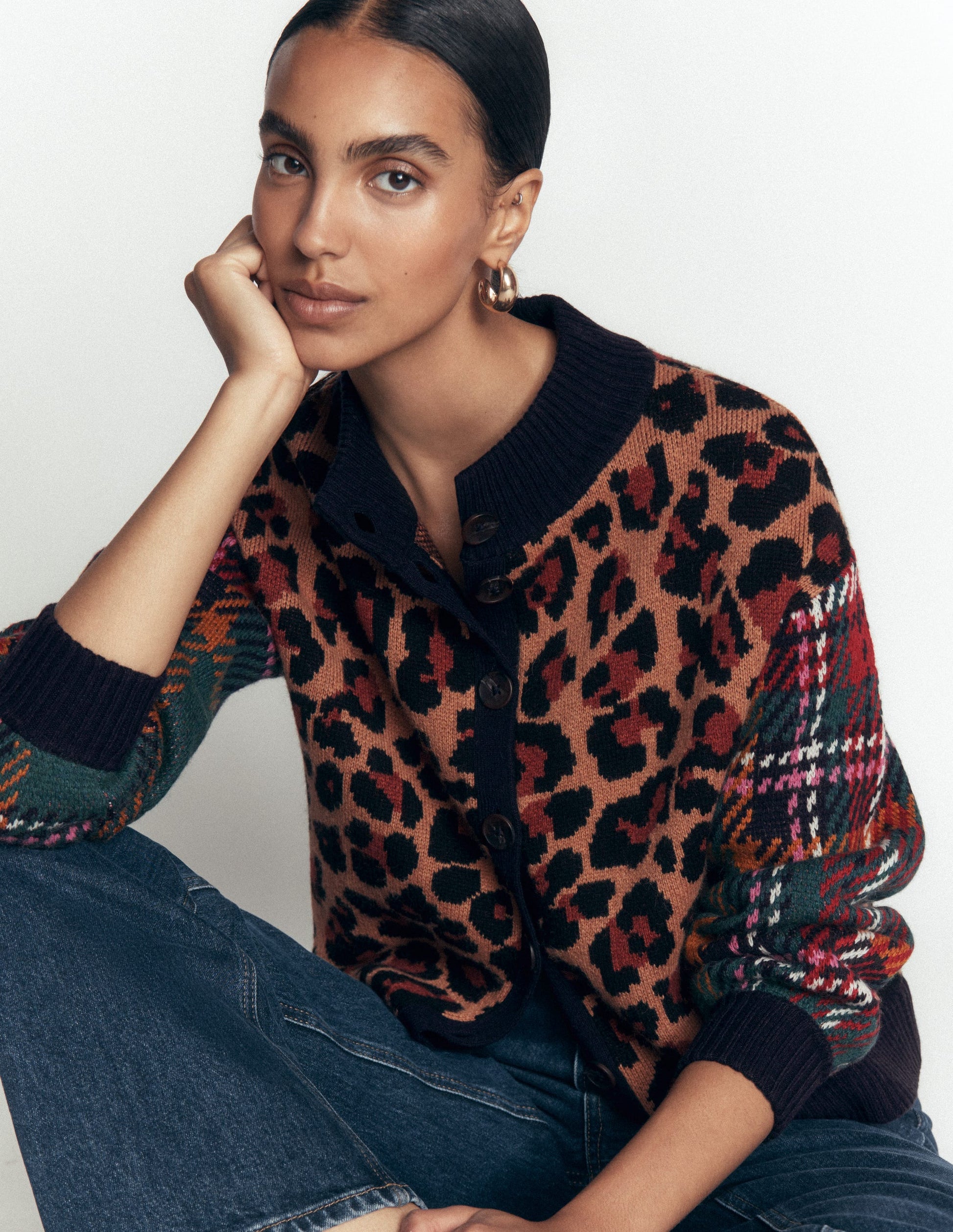 Jemma Jacquard Knit Cardigan-Leopard Hotch-1