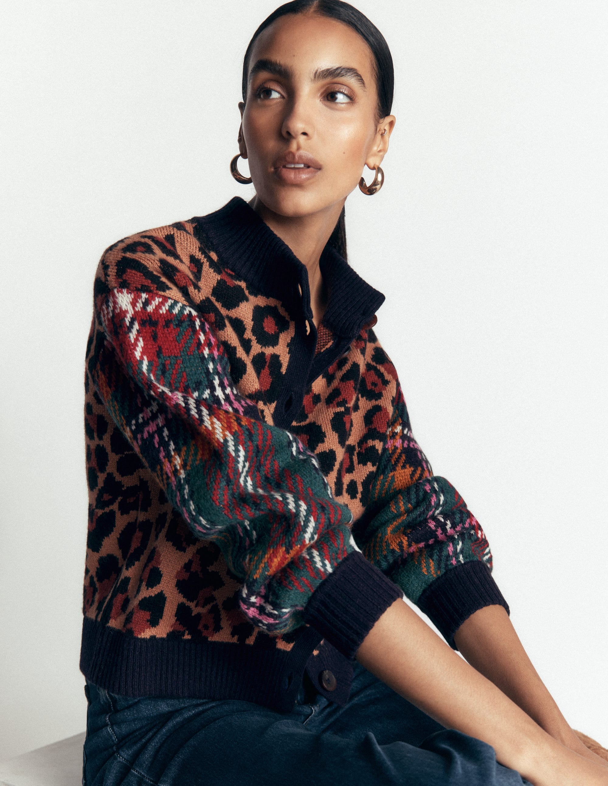 Jemma Jacquard Knit Cardigan - Leopard Hotch | Boden USA