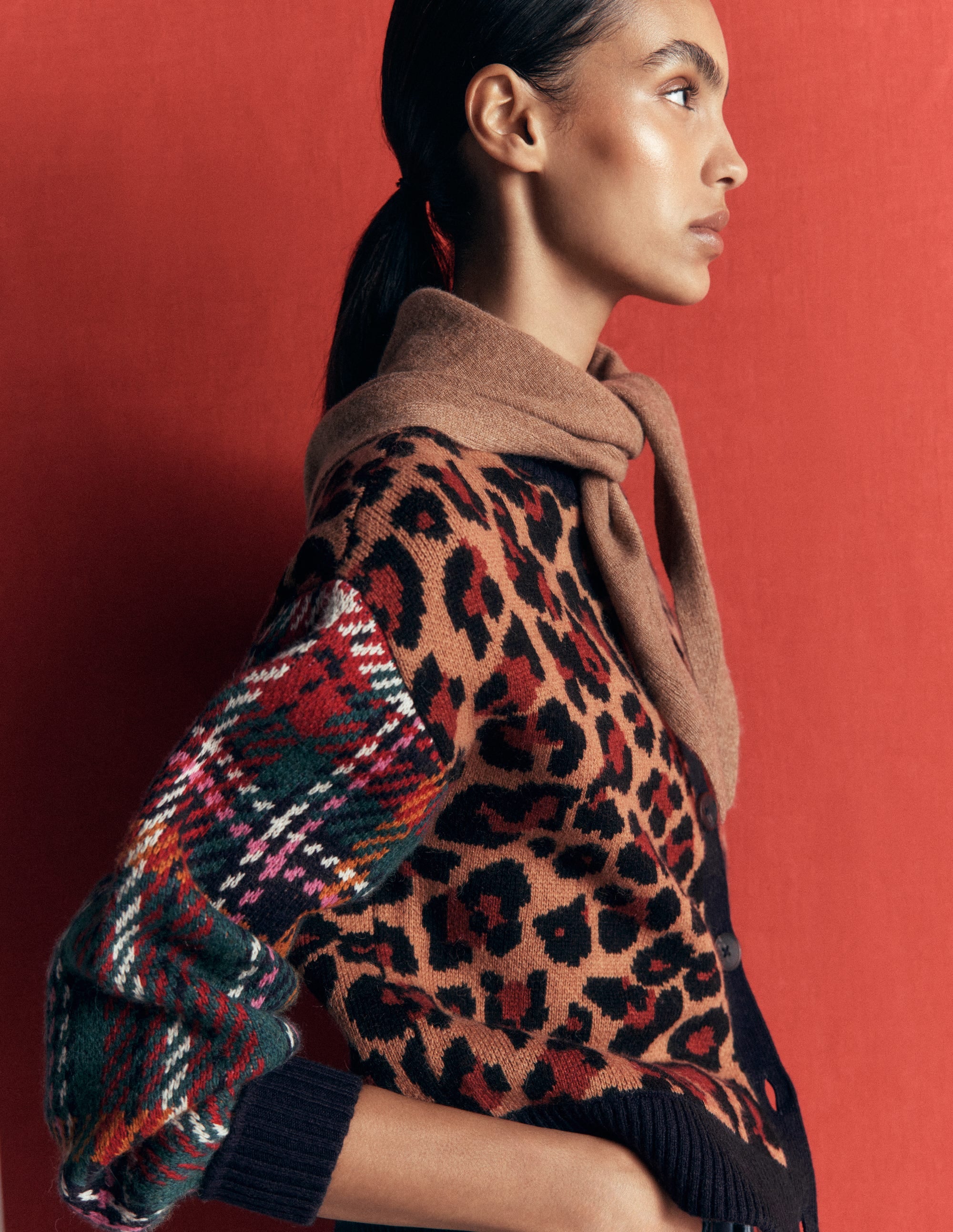 Jemma Jacquard Knit Cardigan - Leopard Hotch | Boden USA
