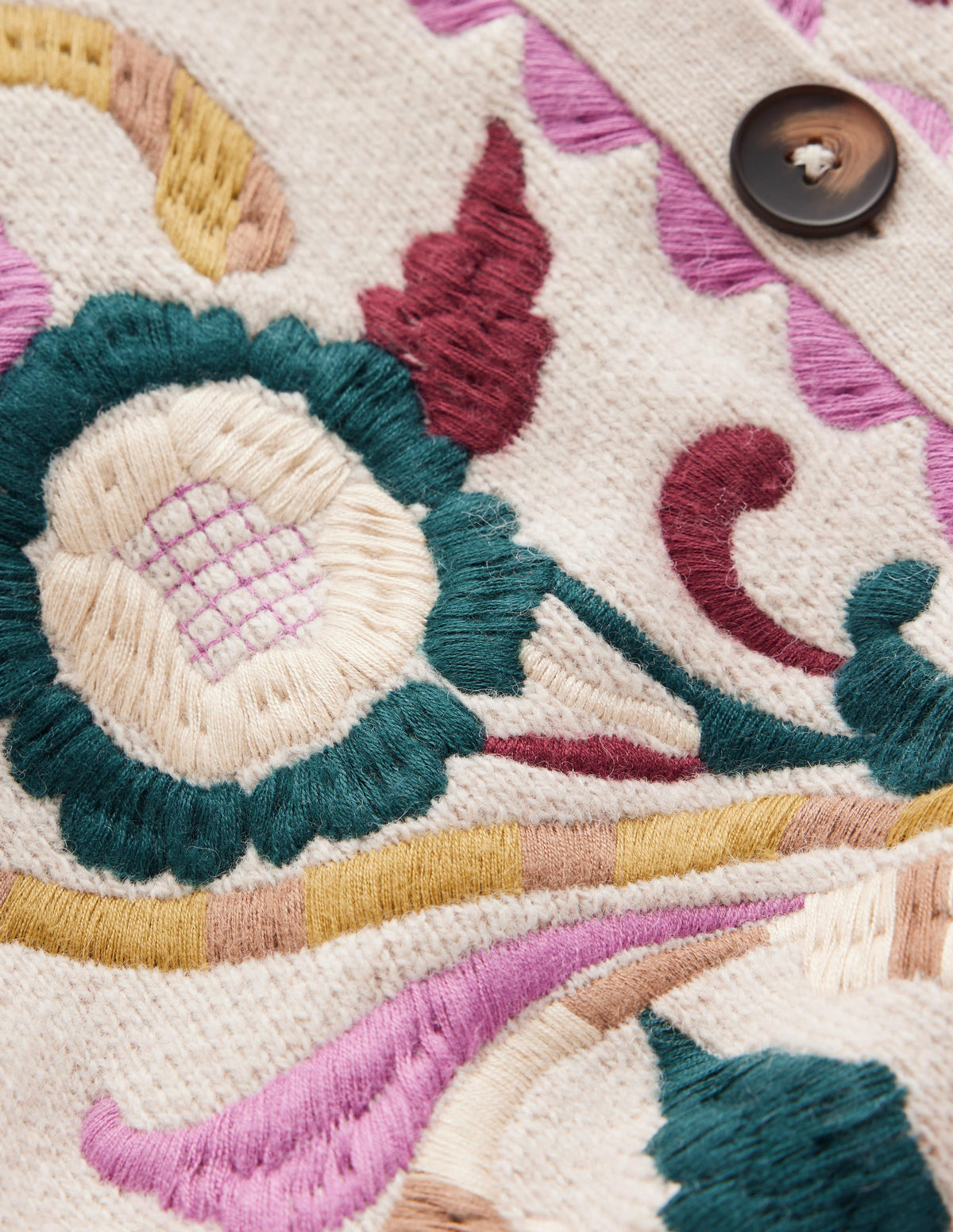 Jemma Jacquard Knit Cardigan-Oatmeal Melange, Embroidery - Image 8
