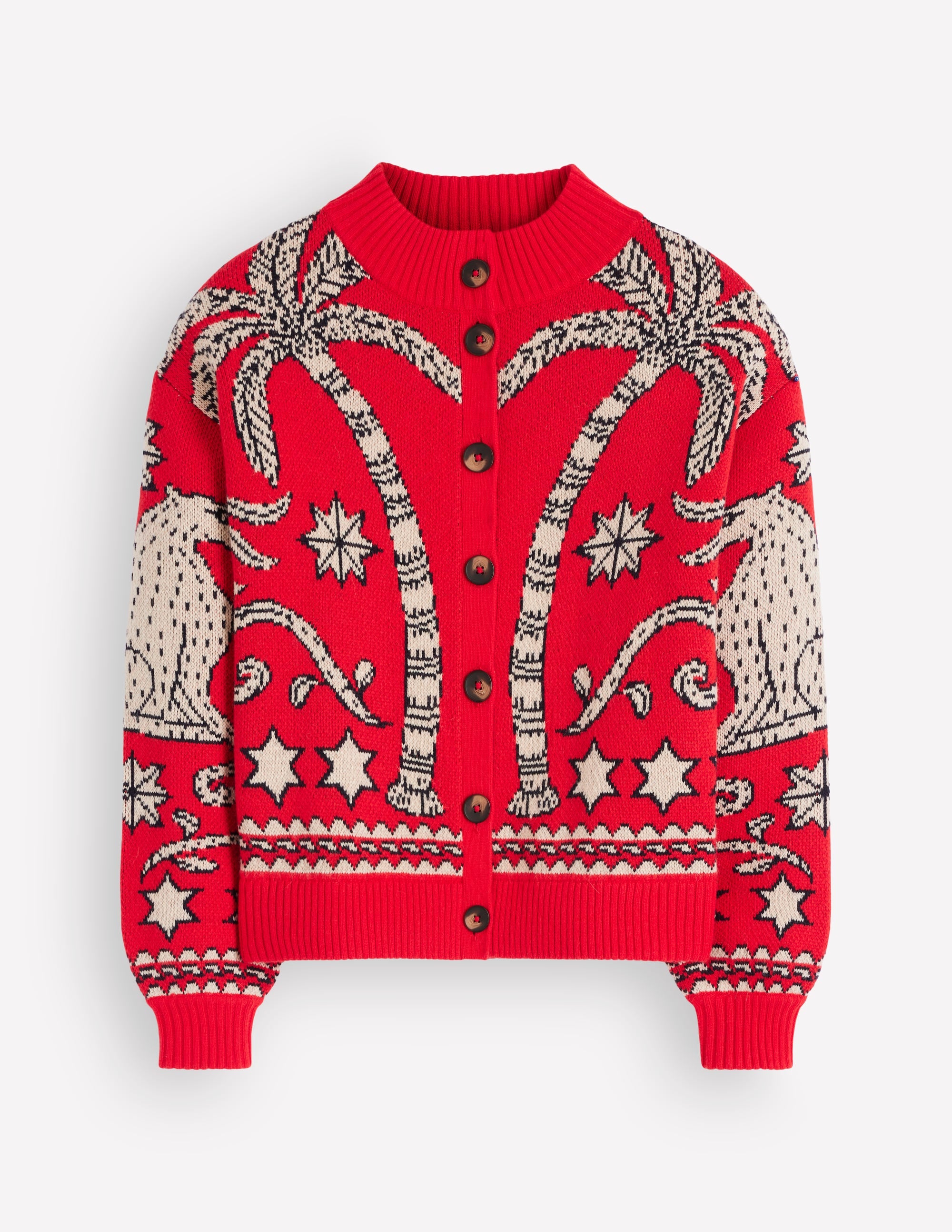 Jemma Jacquard Knit Cardigan-Merida Red Palm Tree - Image 7