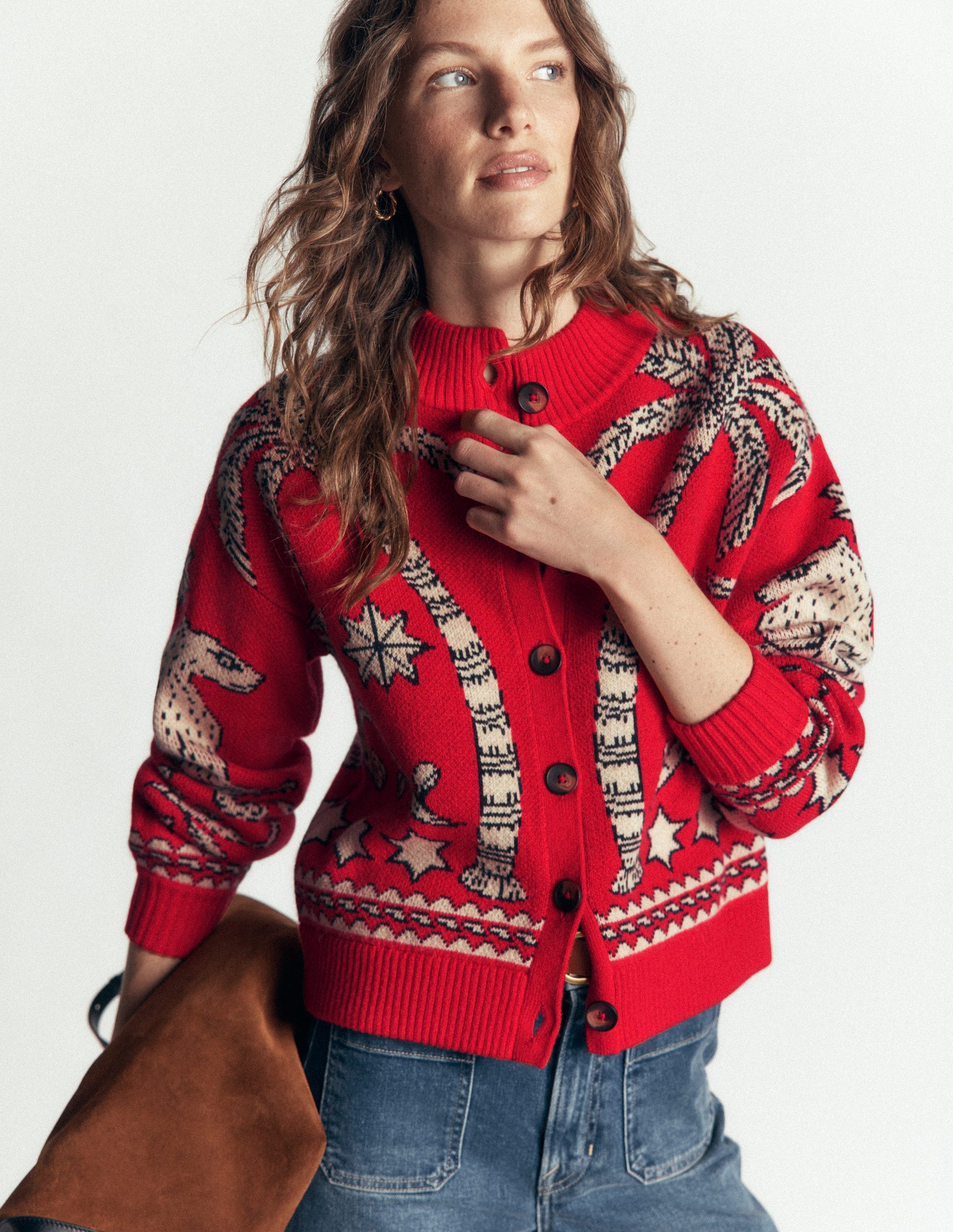 Jemma Jacquard Knit Cardigan-Merida Red Palm Tree-6