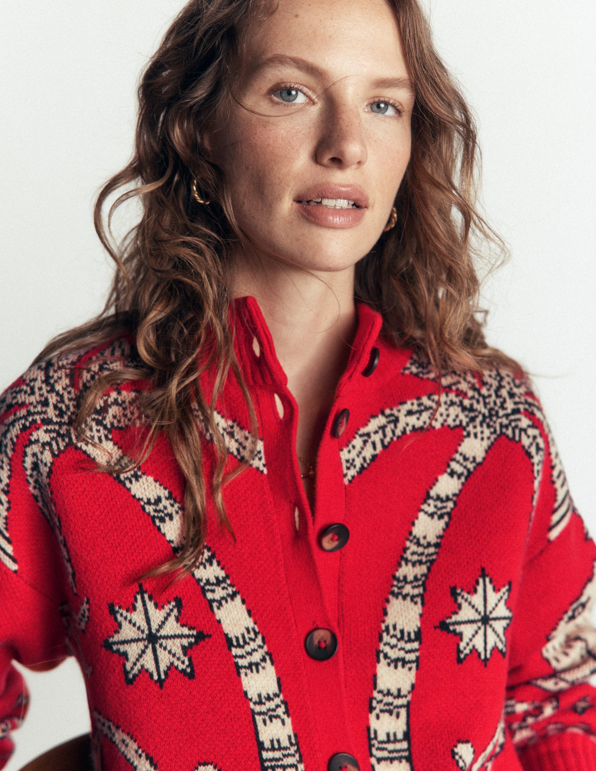 Jemma Jacquard Knit Cardigan-Merida Red Palm Tree-7