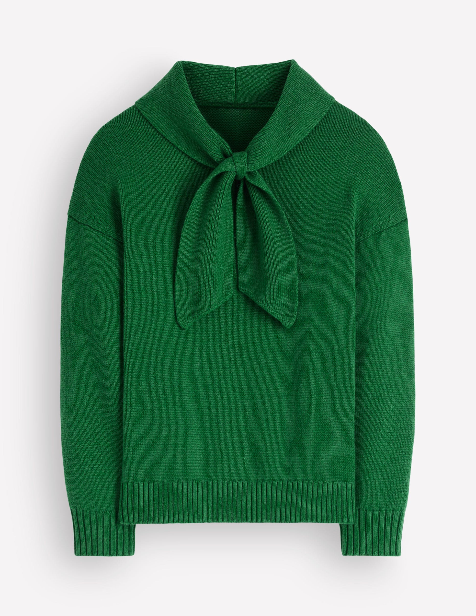 Lydia Tie Neck Knitted Sweater-Hunter Green Melange-6