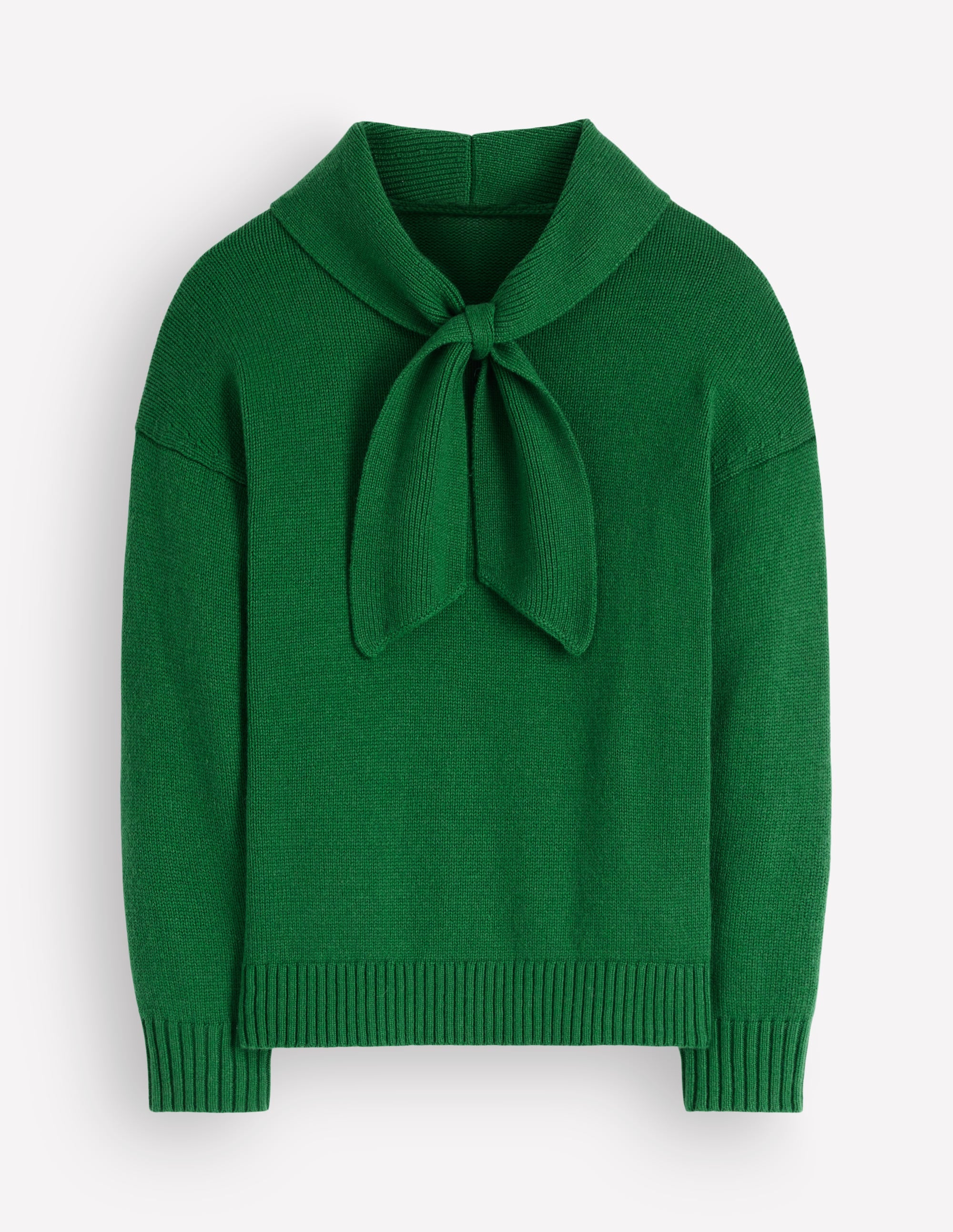 Lydia Tie Neck Knitted Sweater-Hunter Green Melange - Image 6