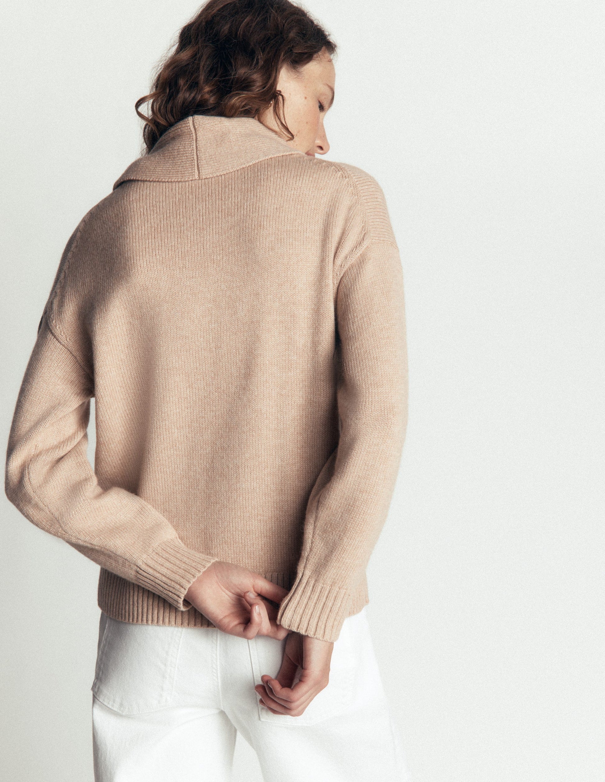 Lydia Tie Neck Knitted Sweater-Chinchilla Melange-3