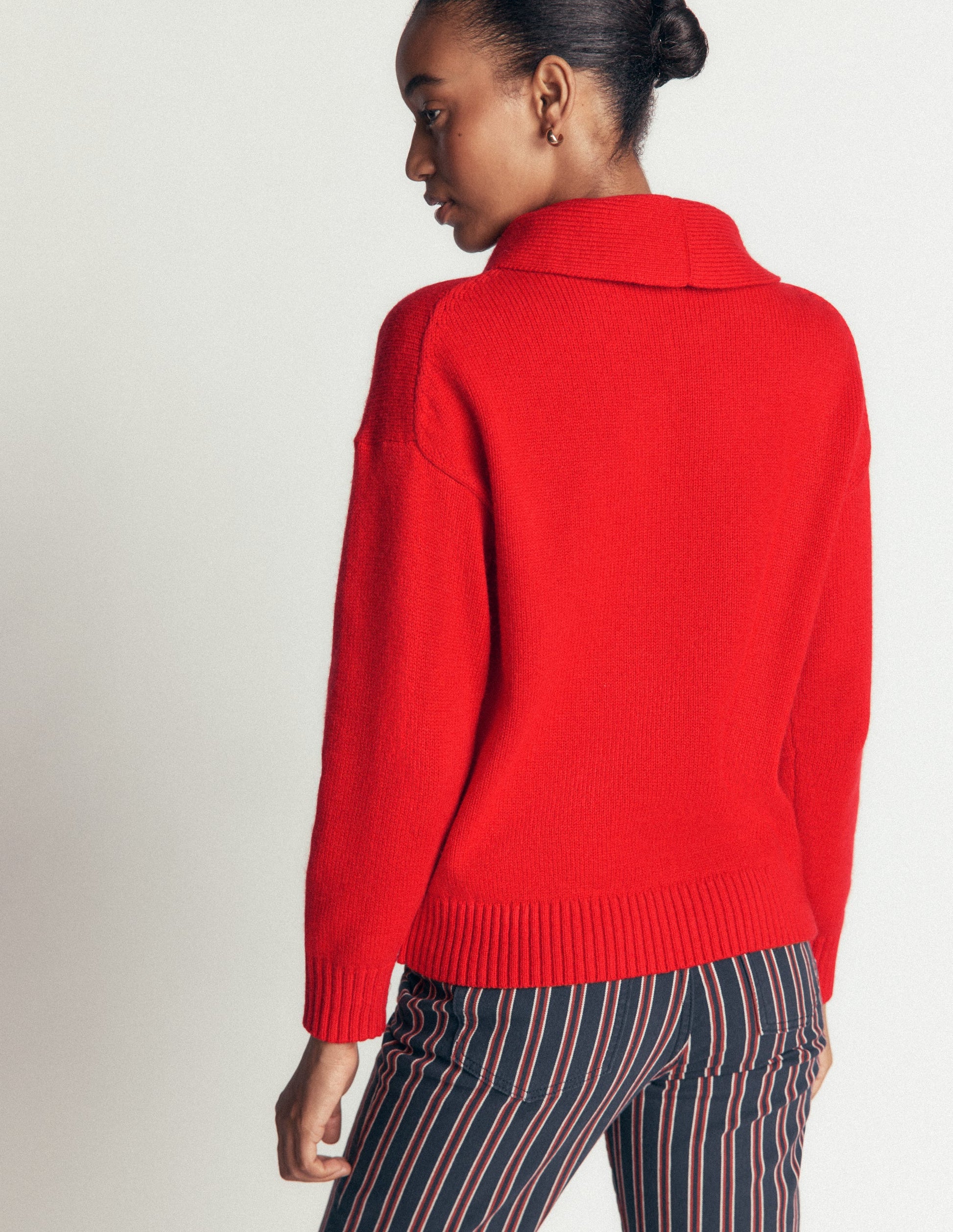 Lydia Tie Neck Knitted Sweater-Poppy Red-4