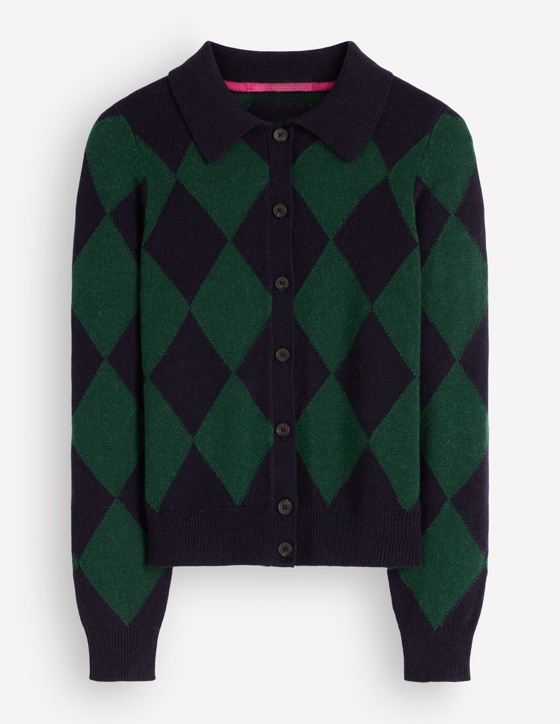 Ariadne Wool Blend Cardigan-Navy Argyle-6