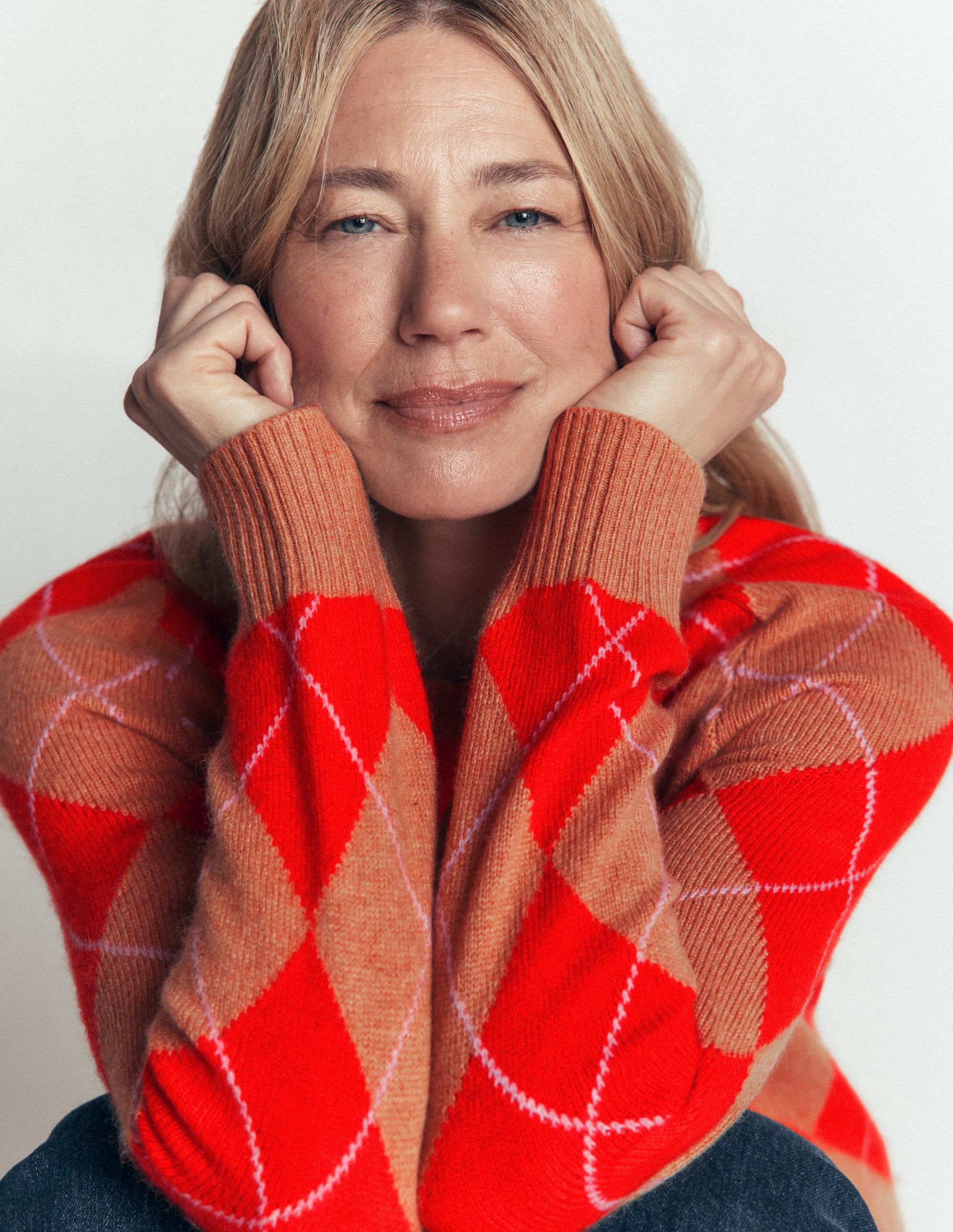 Ariadne Wool Blend Sweater-Orange Argyle - Image 2